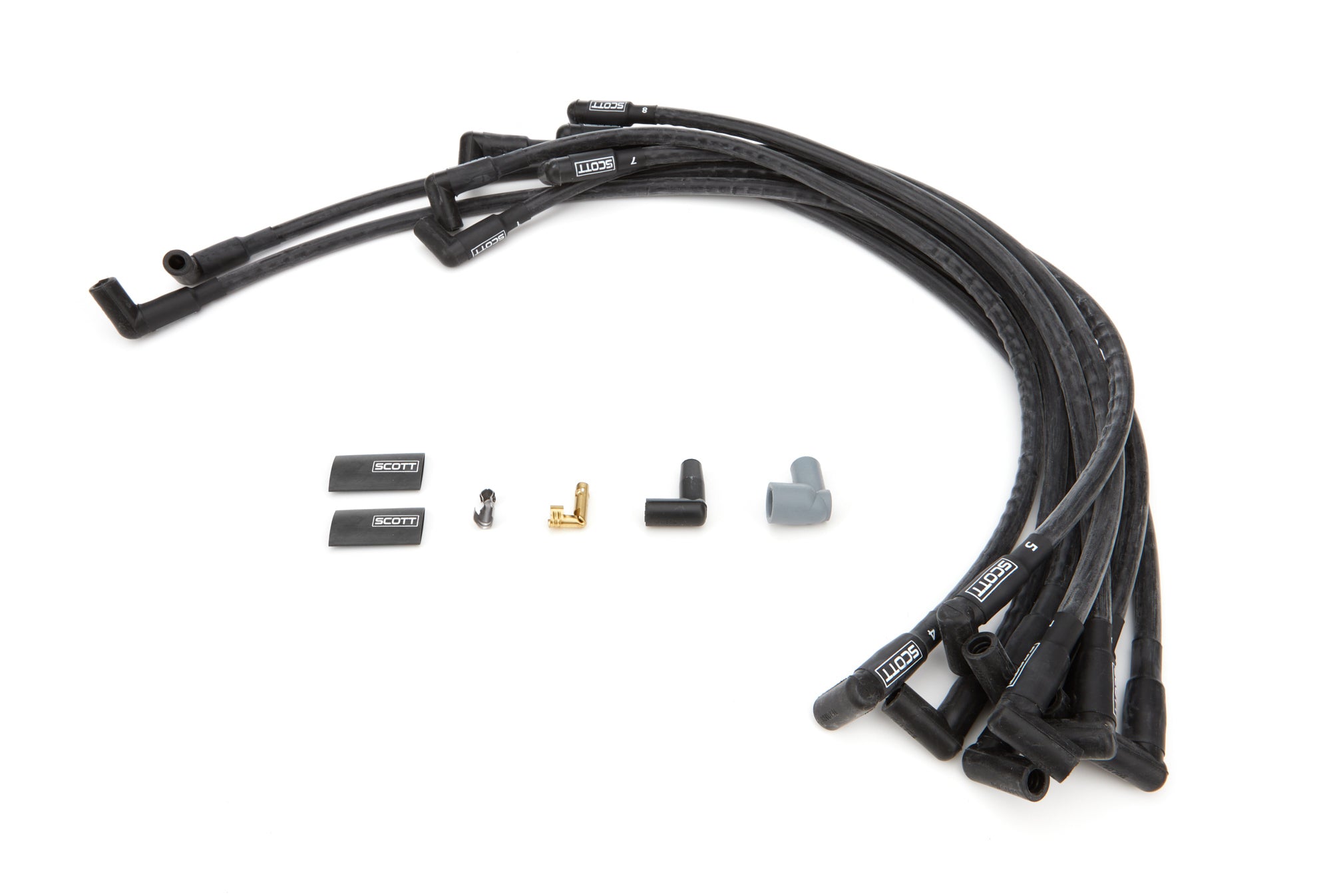 scott performance wire CH-402-1 SBC Spark Plug Wire Set 90-Degree - Black scott performance wire CH-402-1