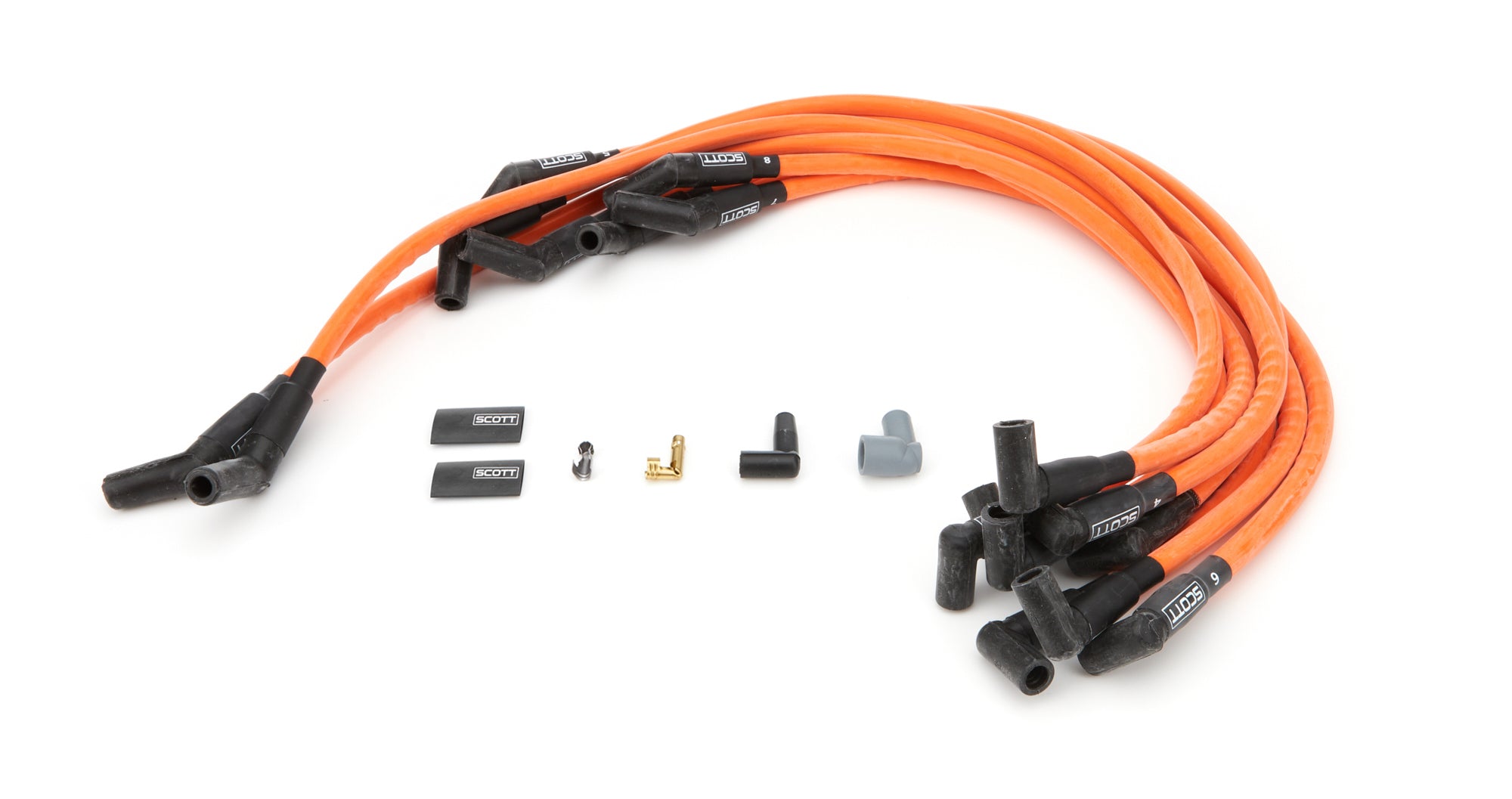 scott performance wire CH-415-5 BBC Spark Plug Wire Set 90-Degree - Orange scott performance wire CH-415-5