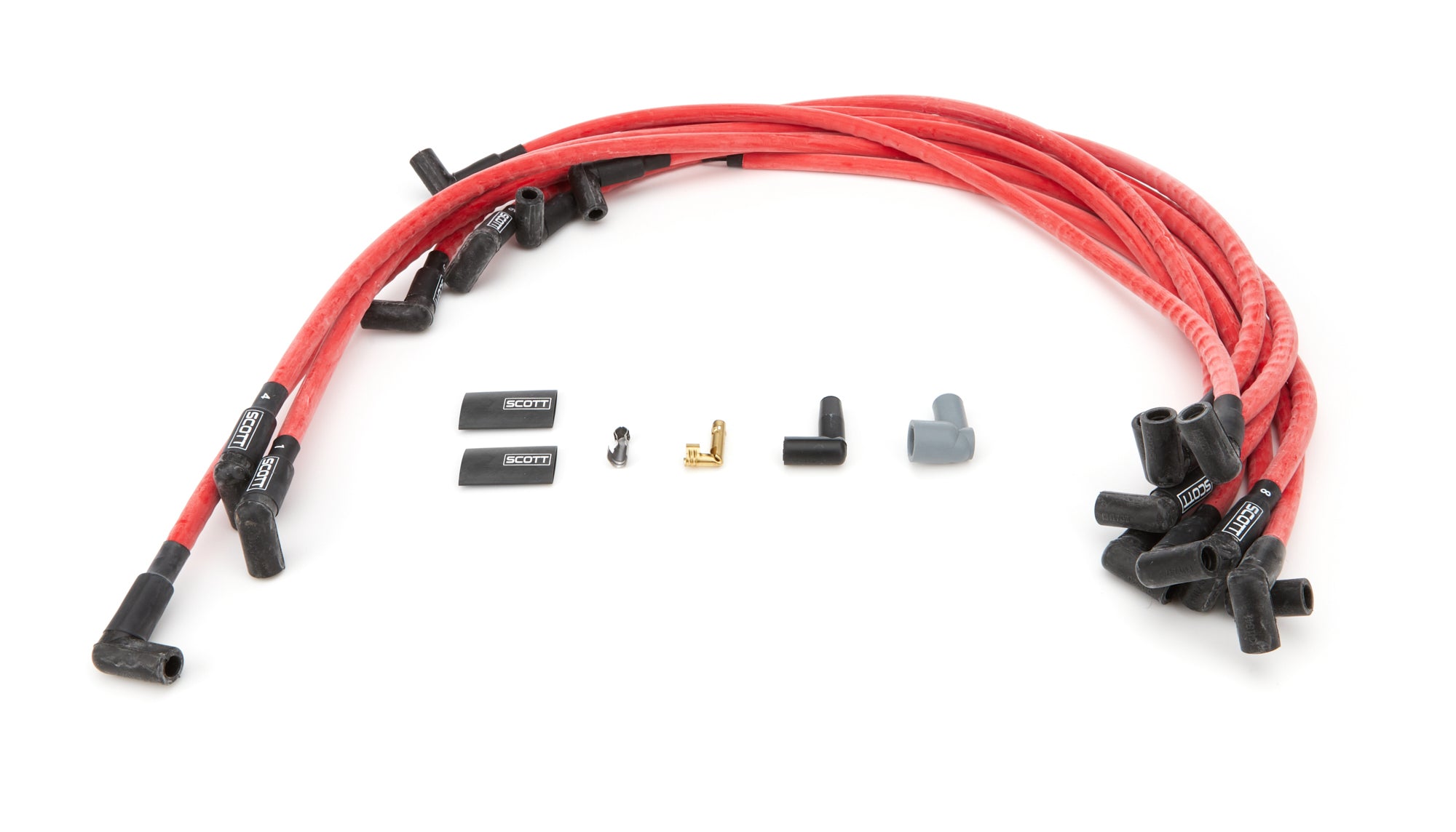 scott performance wire CH-416-2 BBC Spark Plug Wire Set 90-Degree - Red scott performance wire CH-416-2
