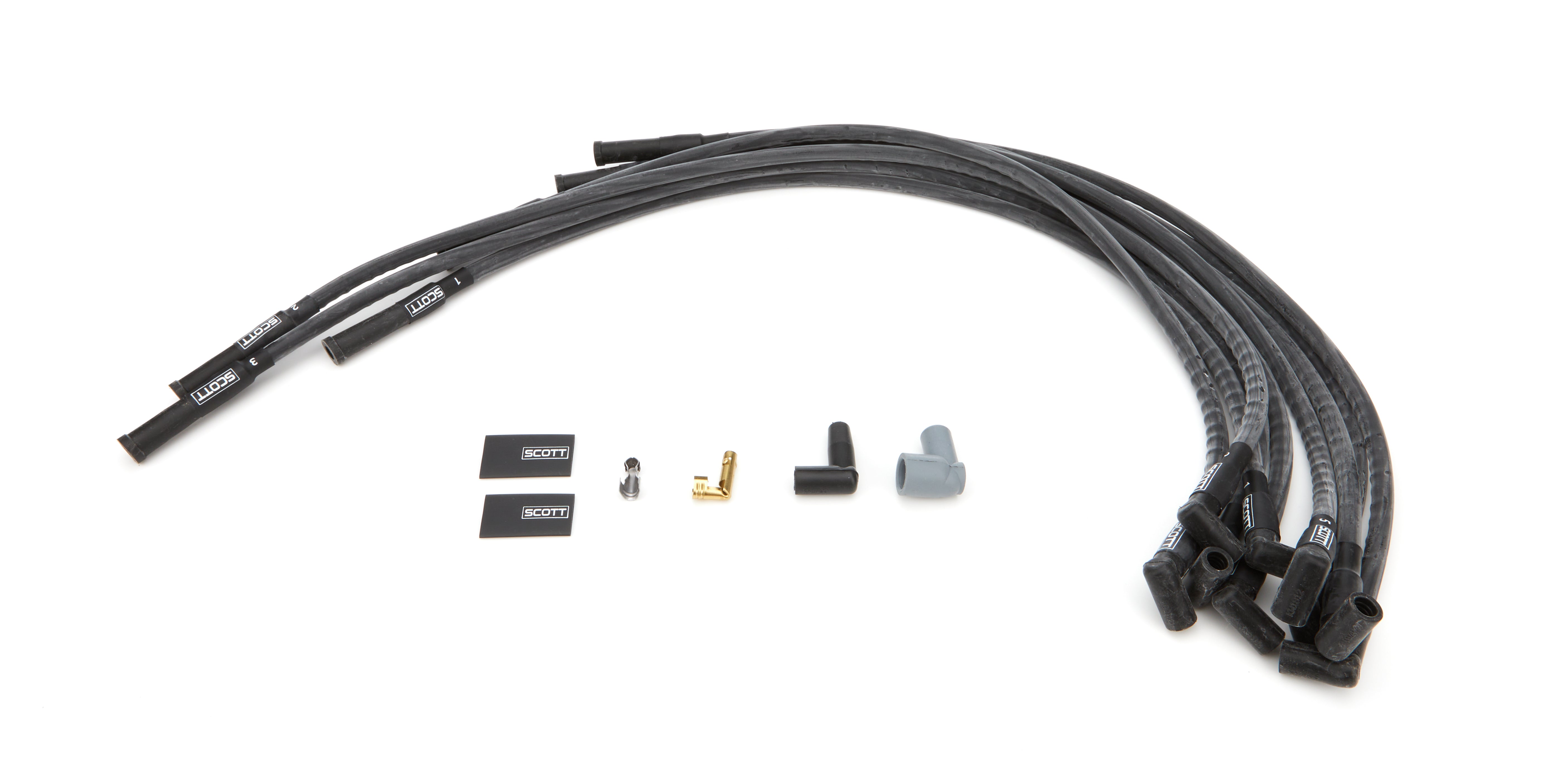 scott performance wire CH-421-1 SBC Spark Plug Wire Set 180-Degree - Black scott performance wire CH-421-1