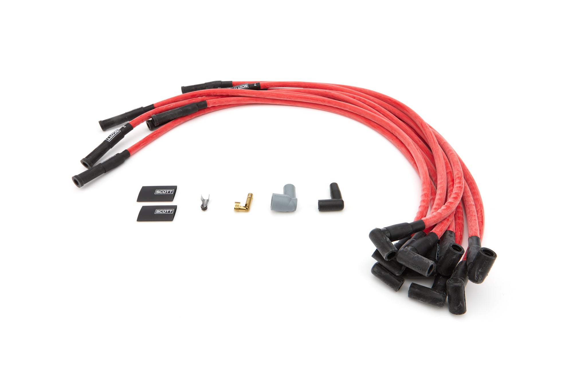 scott performance wire CH-421-2 SBC Spark Plug Wire Set 180-Degree - Red scott performance wire CH-421-2
