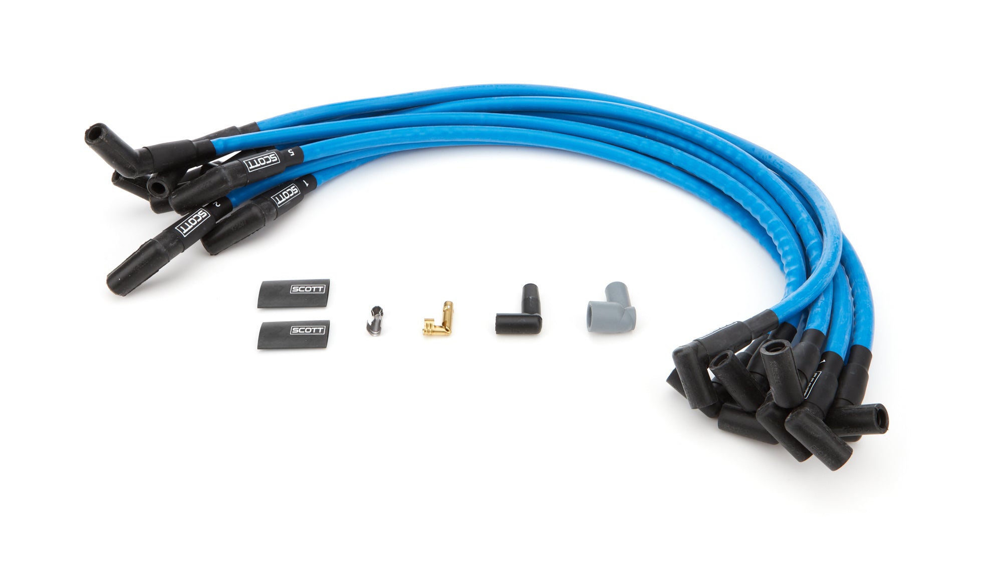 scott performance wire CH-426-4 SBF Spark Plug Wire Set 45-Degree - Blue scott performance wire CH-426-4