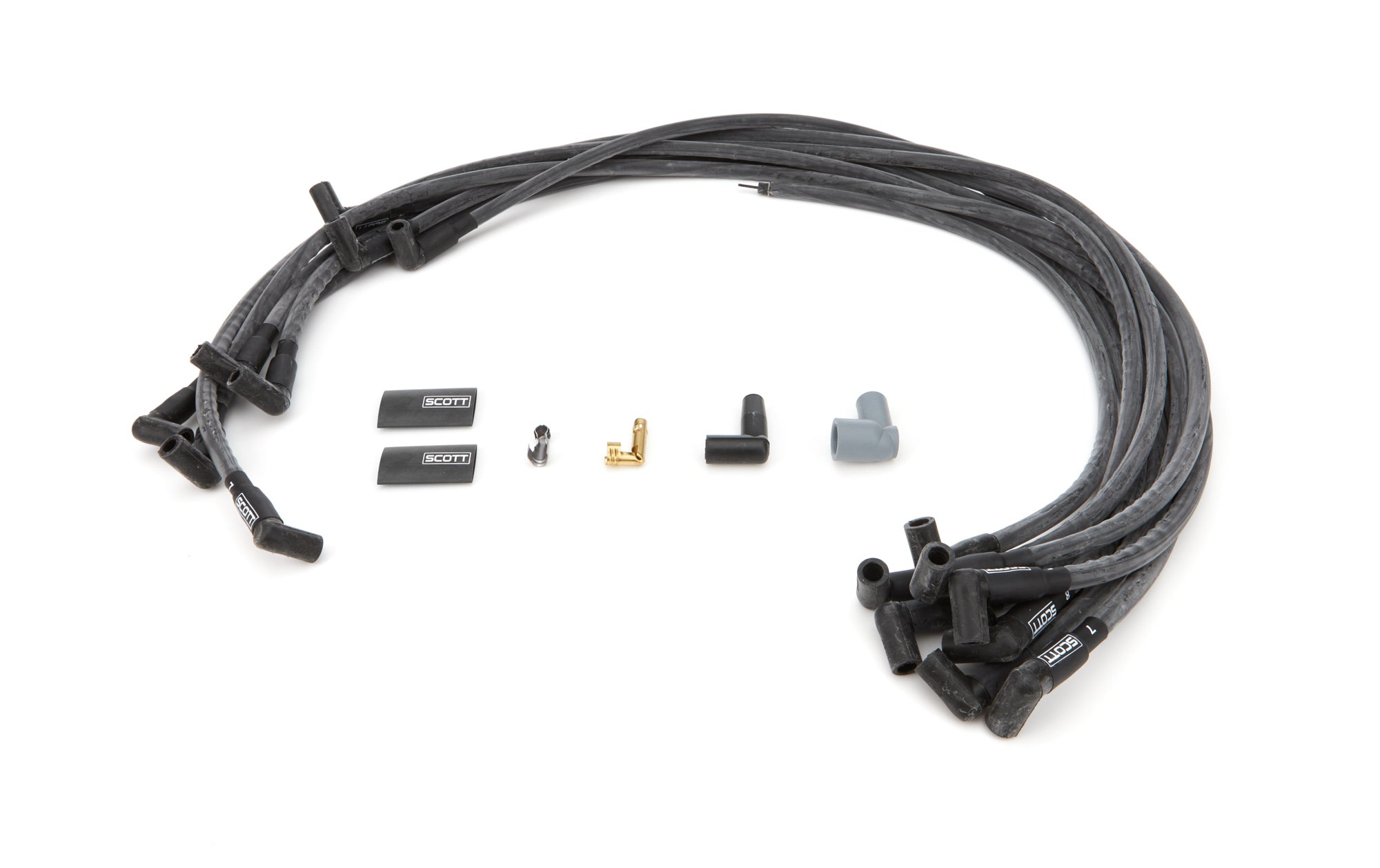 scott performance wire CH-435-1 SBC Spark Plug Wire Set 90-Degree - Black scott performance wire CH-435-1