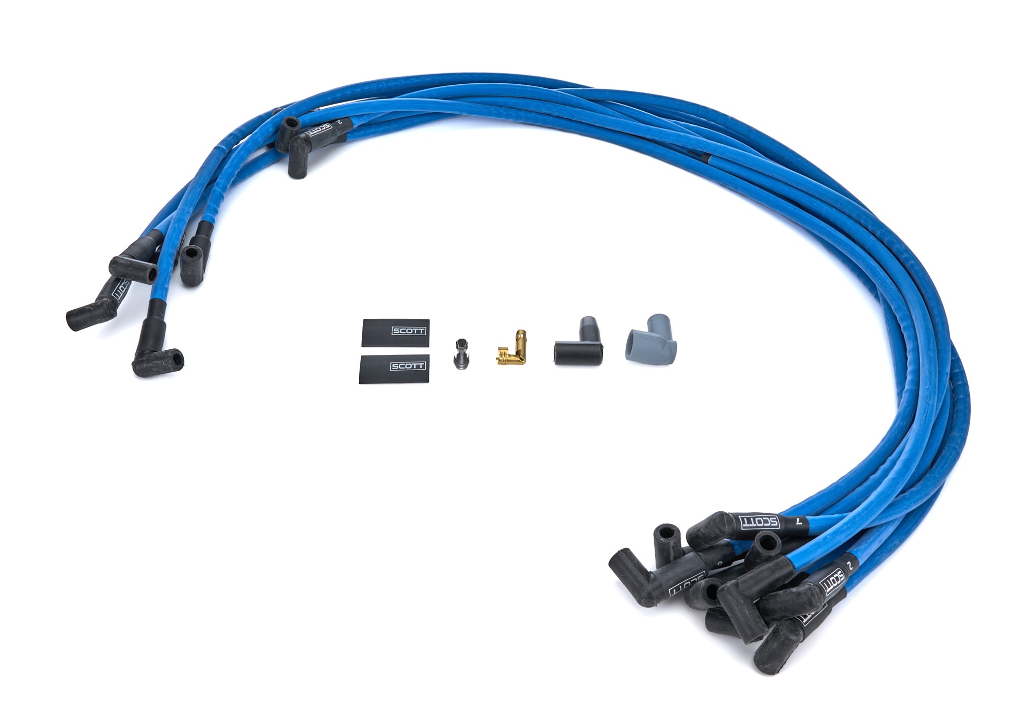 scott performance wire CH-435-4 SBC Spark Plug Wire Set 90-Degree - Blue scott performance wire CH-435-4