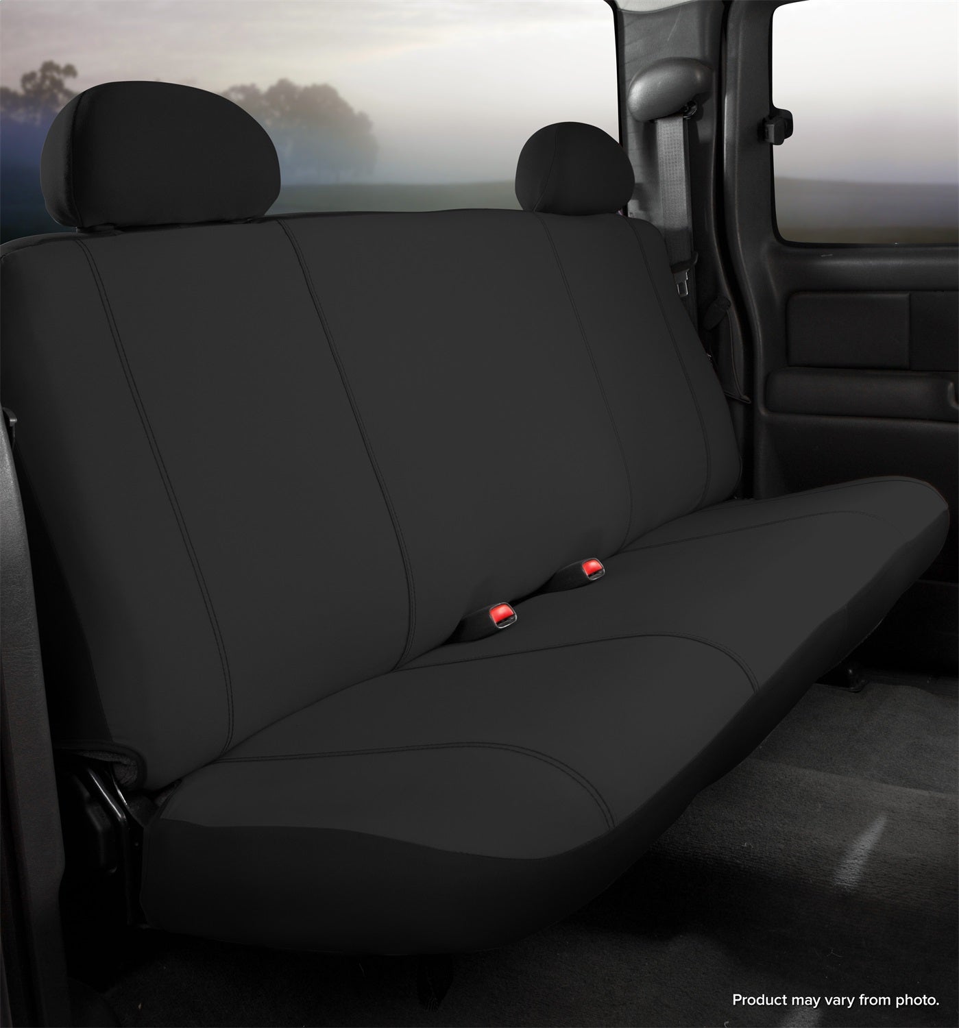 FIA SP82-7 BLACK Seat Protector™ Custom Seat Cover; Rear Bench Seat; w/Armrest; Black; FIA SP82-7 BLACK