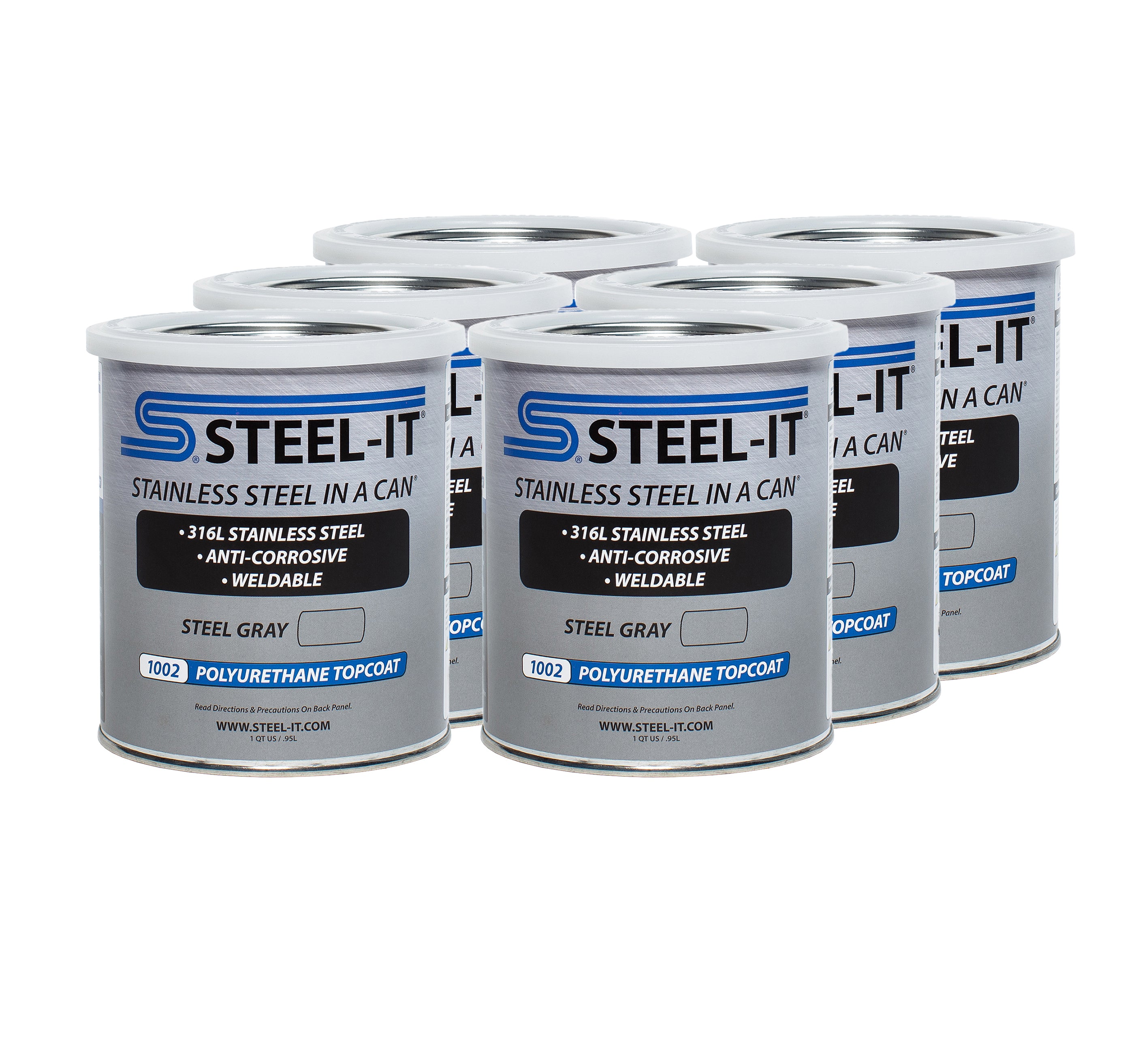 STEEL-IT CASE1002Q Steel Gray Polyurethane Case 6 x 1 Quart STEEL-IT CASE1002Q