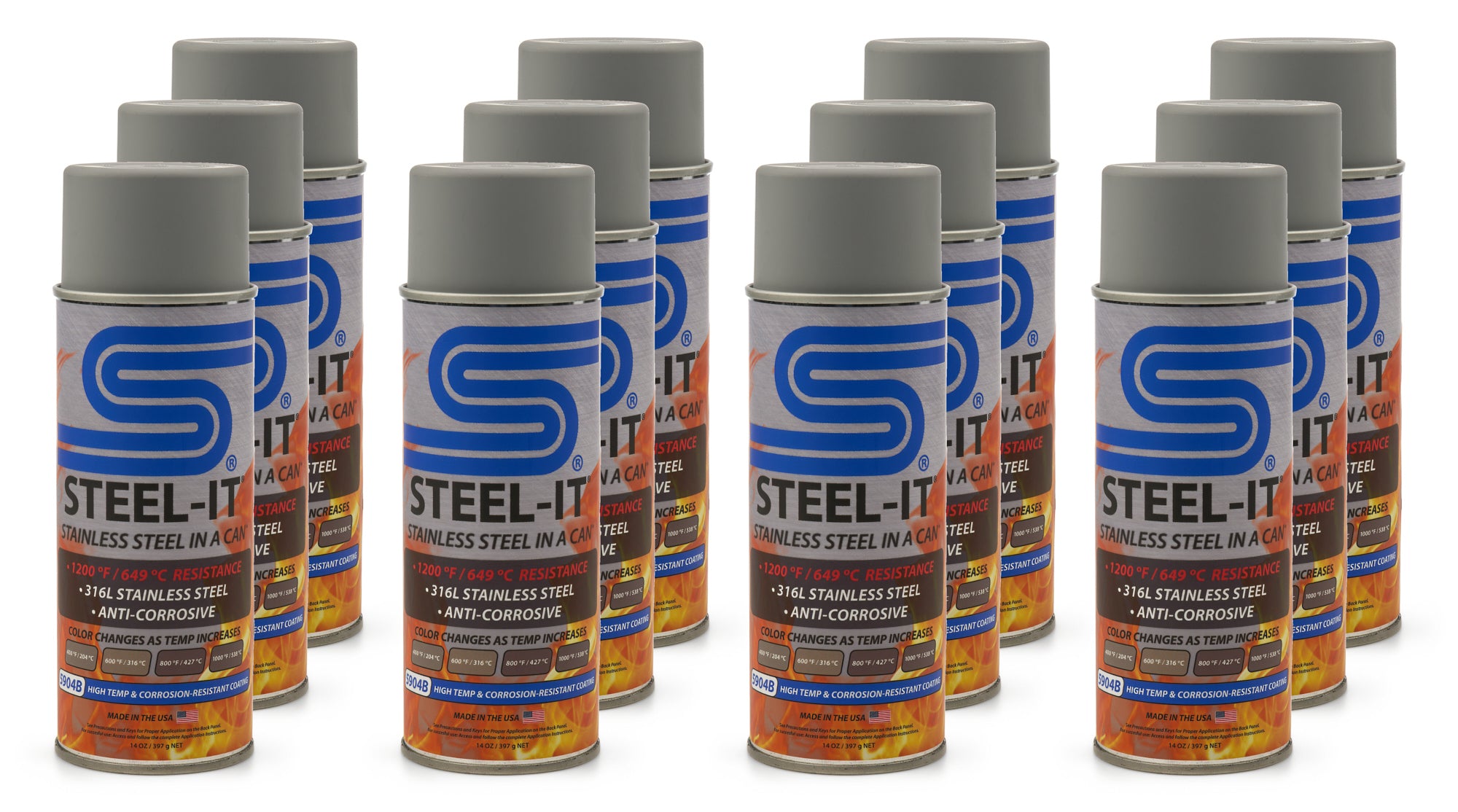 STEEL-IT CASE5904B High Temp/Anti-Corrosion Spray Case 12 X 12OZ Can STEEL-IT CASE5904B