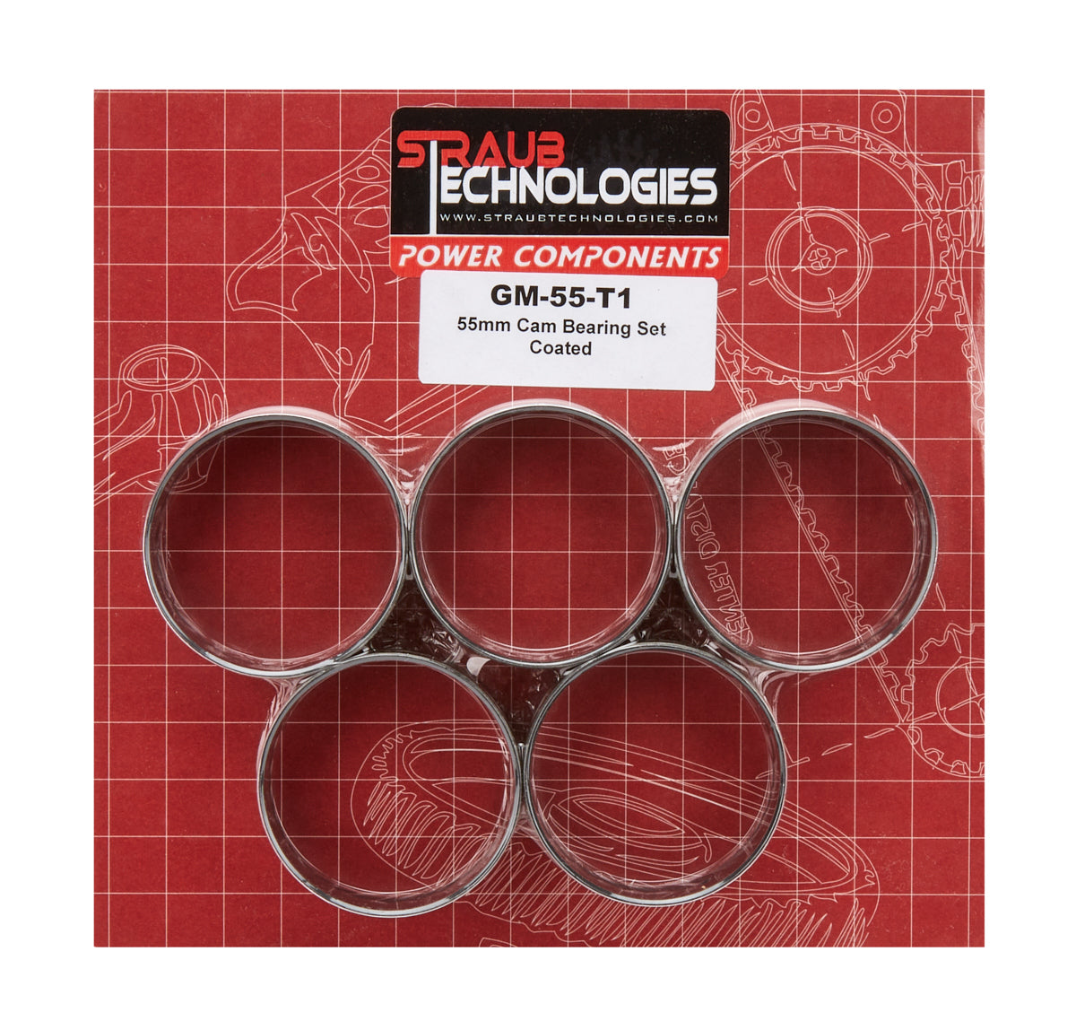 Straub Technologies STRGM-55-T1 55mm Babbit Cam Bearing Set -Coated w/1 Hole Straub Technologies STRGM-55-T1