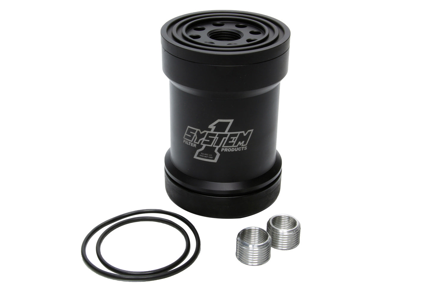 System One 209-571B Billet Oil Filter w/Blt Cap 75 Micron - Black System One 209-571B