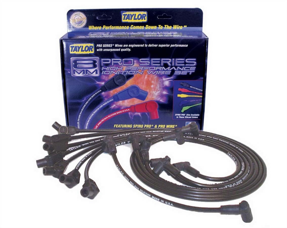 Taylor Cable 74004 Spiro-Pro Custom  8Cyl. Plug Wire Set  Black Taylor Cable 74004