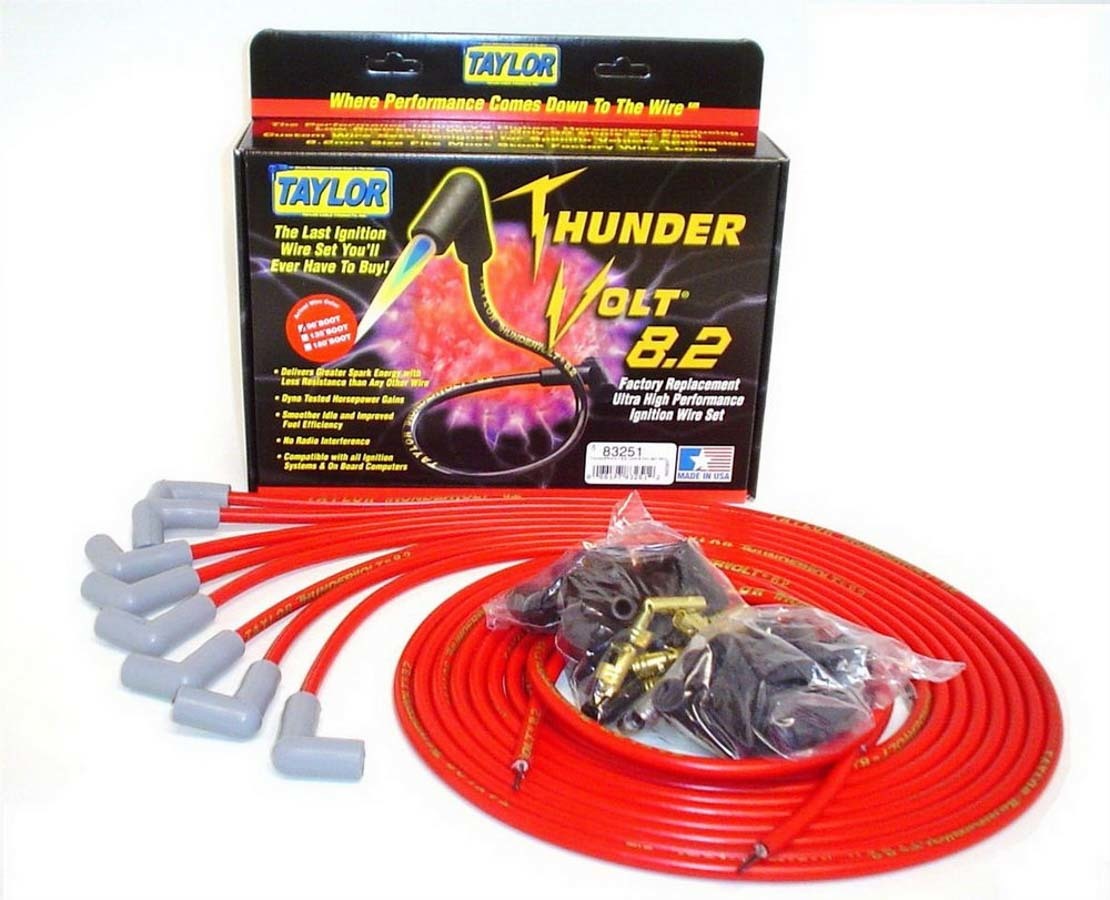 Taylor Cable 83251 Univ Thundervolt Plug Wire Ste 90 deg Red Taylor Cable 83251