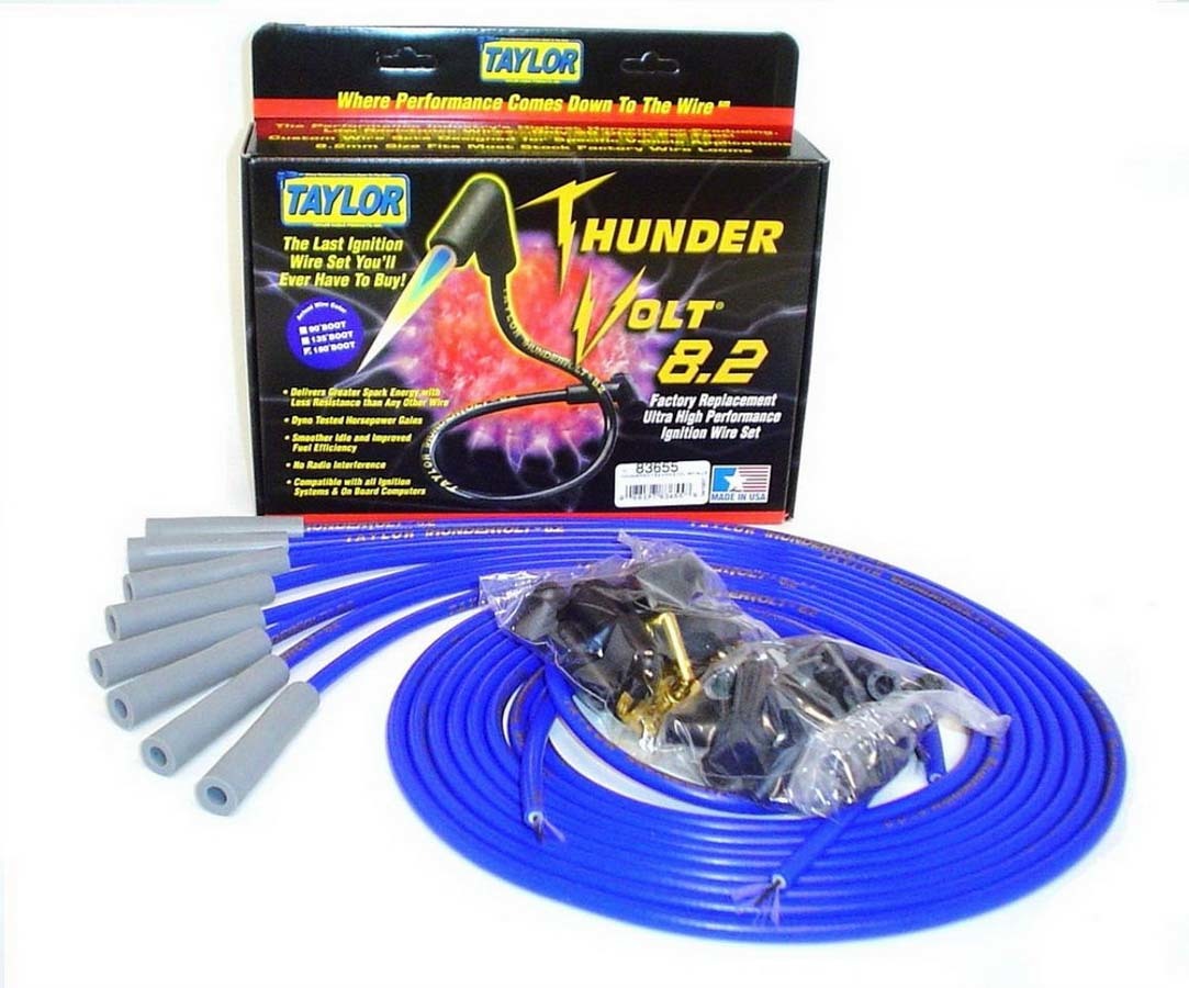 Taylor Cable 83655 Univ Thundervolt Plug Wire Set 180 deg Blue Taylor Cable 83655