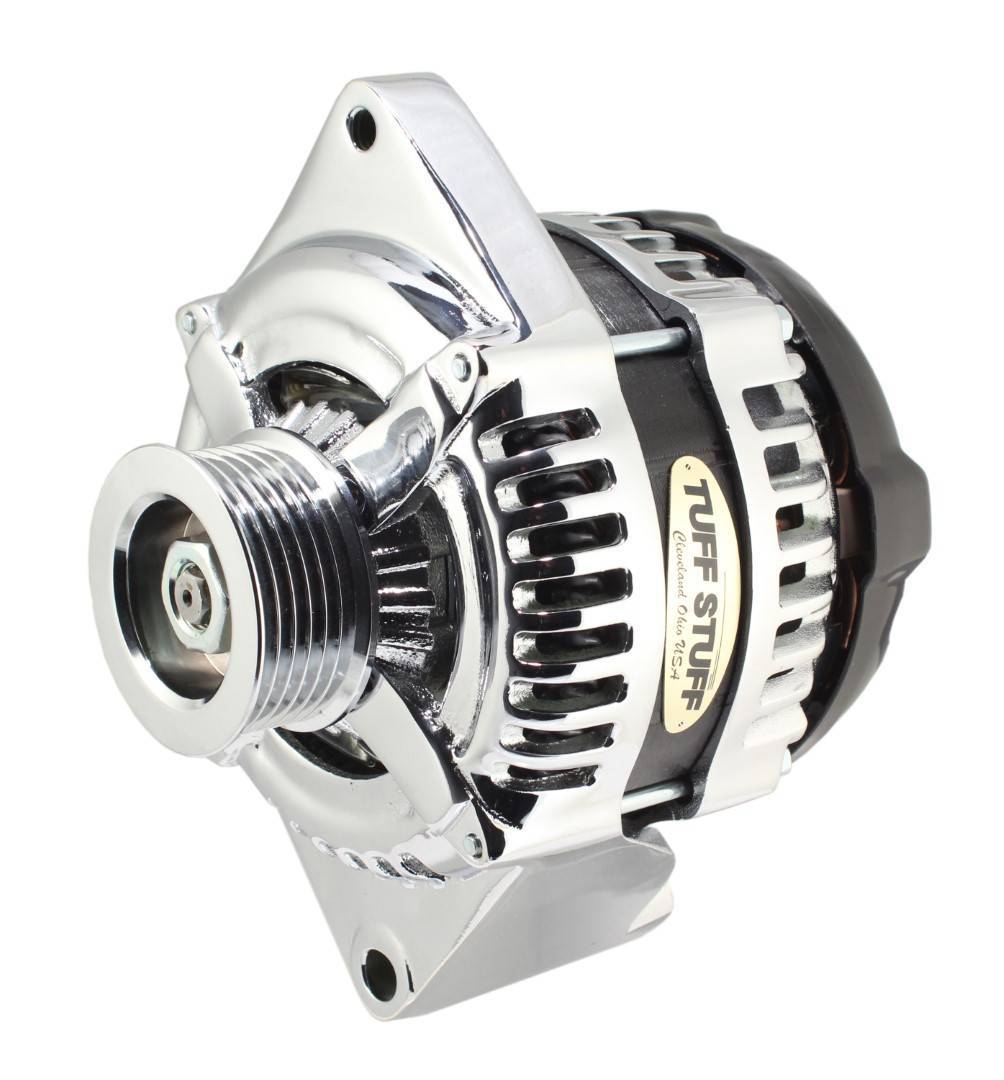 Tuff Stuff Performance Accessories 8441C6G1W 225 MAX AMP Alternator 6 Groove 1 Wire Chrome Tuff Stuff Performance Accessories 8441C6G1W
