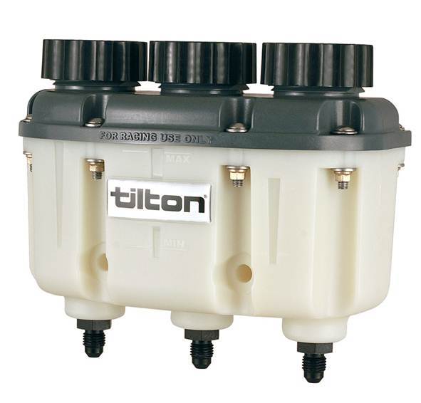 Tilton 72-577 Reservoir Plastic 3-Chamber AN-4 Fittings Tilton 72-577