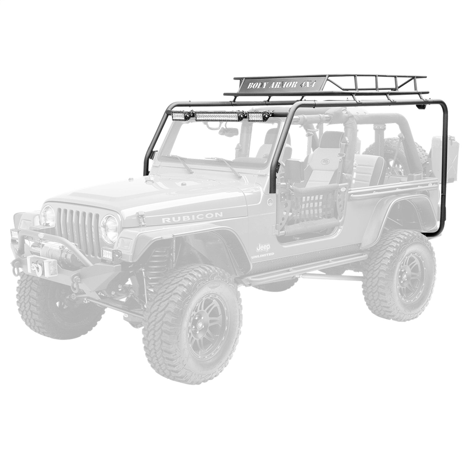 Body Armor TJ-6125-2 Roof Rack Base; For Use w/PN[TJ-6124-1/TJ-6125-1]; Incl. Side and Cross Tubes; Body Armor TJ-6125-2