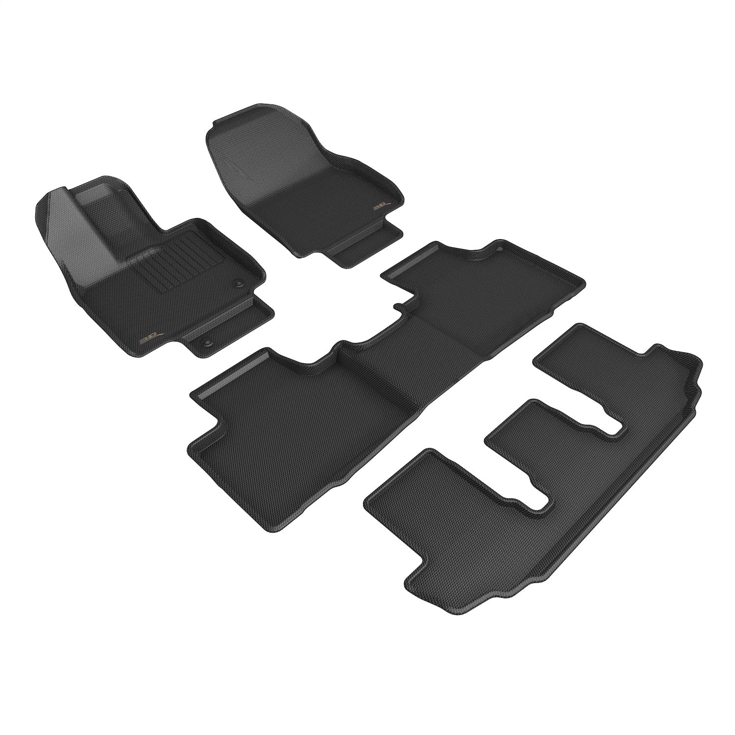 3D MAXpider L1TY27801509 KAGU Floor Mat; Black; 4 pc.; 2 pc. Front Row; 1 pc. 2nd Row; 1 pc. 3rd Row; 3D MAXpider L1TY27801509