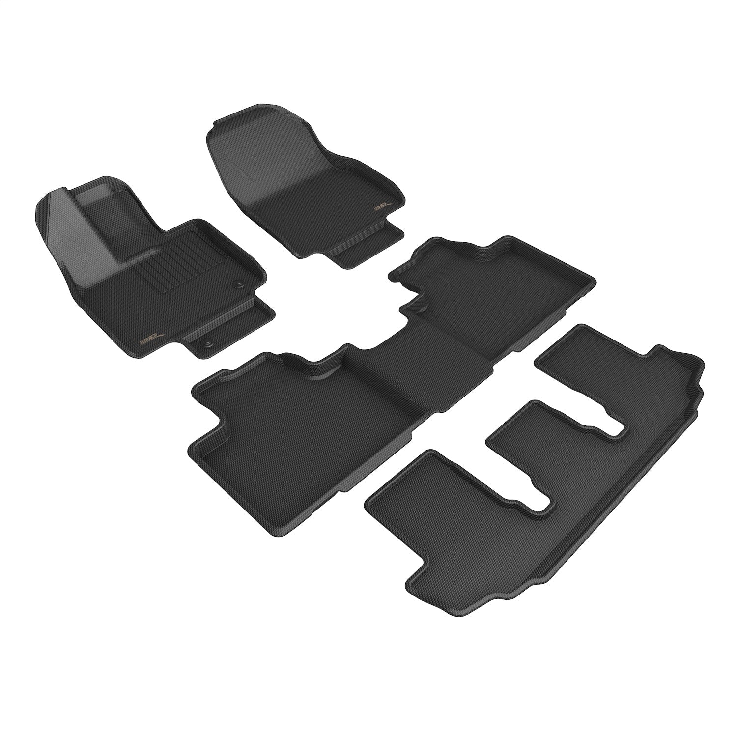 3D MAXpider L1TY28001509 KAGU Floor Mat; Black; 4 pc.; 2 pc. Front Row; 1 pc. 2nd Row; 1 pc. 3rd Row; 3D MAXpider L1TY28001509