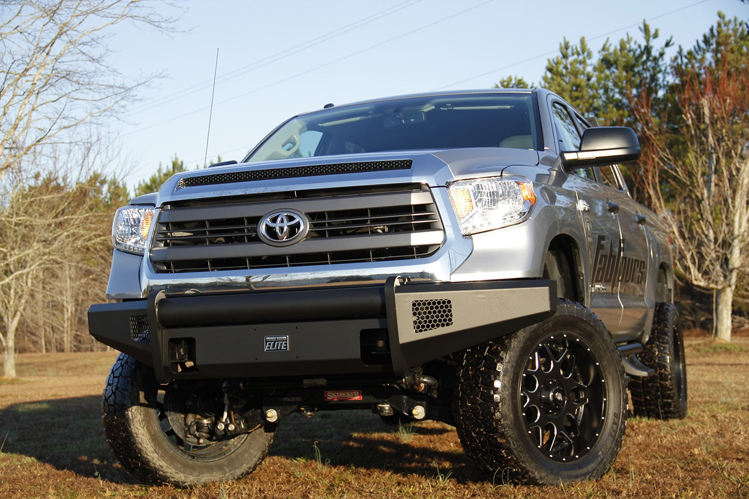 Fab Fours TT14-R2861-1 Elite Front Bumper; 2 Stage Black Powder Coated; w/o Grill Guard; w/Tow Hooks; Fab Fours TT14-R2861-1