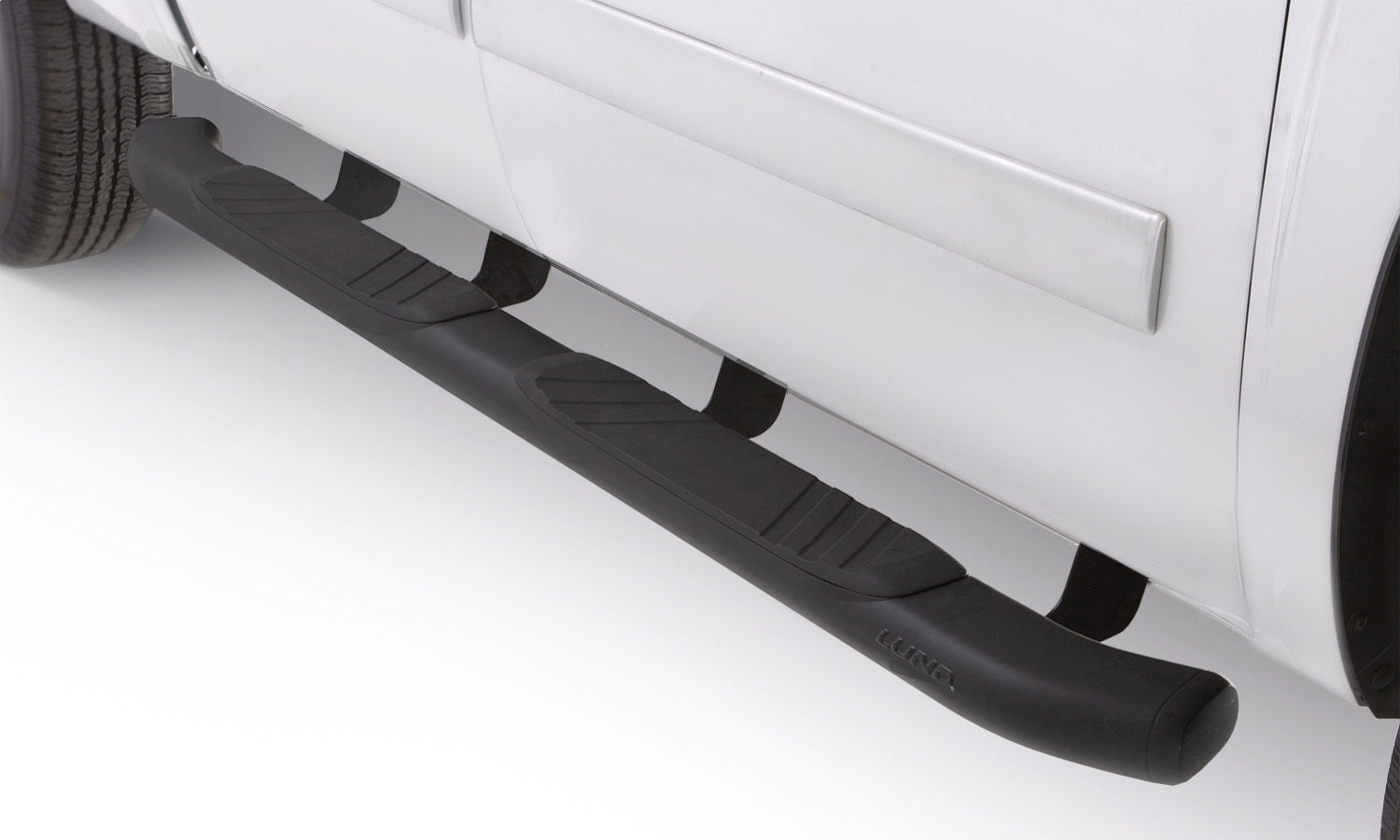 Lund 22758740 5 Inch Oval Bent Nerf Bar; Incl. Brackets; Black; Lund 22758740