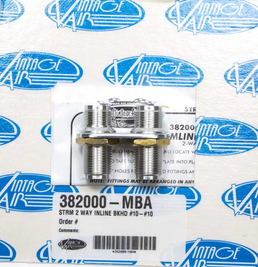 Vintage Air 382000-MBA 2 Way In Line Bulkhead #10 and #10 O-Ring Vintage Air 382000-MBA
