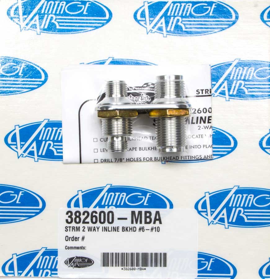 Vintage Air 382600-MBA 2 Way In Line Bulkhead #6 and #10 O-Ring Vintage Air 382600-MBA