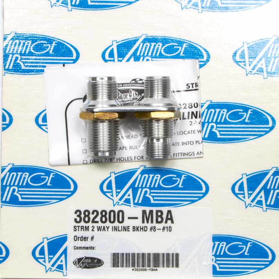 Vintage Air 382800-MBA 2 Way In Line Bulkhead #8 and #10 O-Ring Vintage Air 382800-MBA