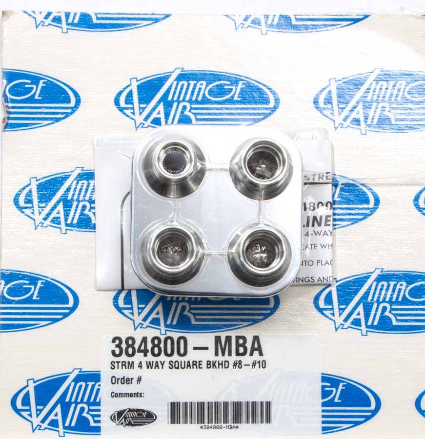 Vintage Air 384800-MBA 4 Way Square Bulkhead #8 and #10 O-Ring Vintage Air 384800-MBA