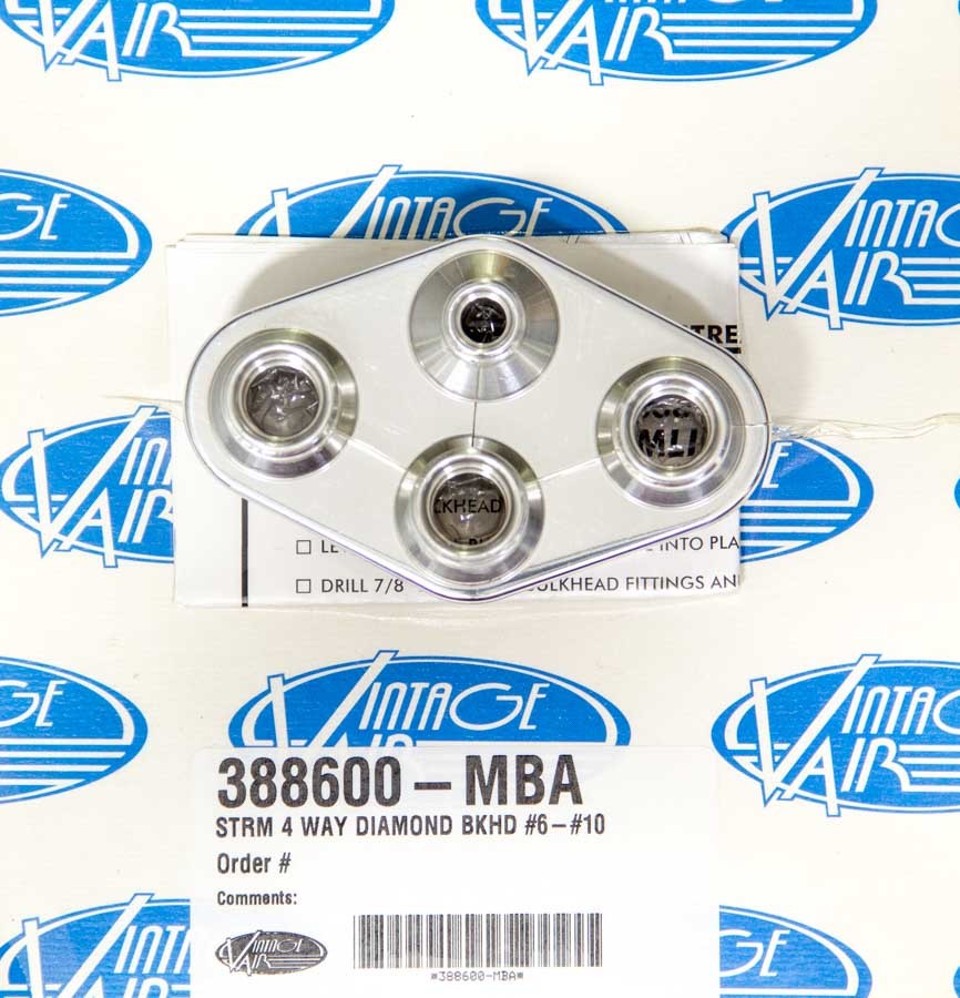 Vintage Air 388600-MBA 4 Way Diamond Bulkhead #6 & #10 Male O-Ring Vintage Air 388600-MBA