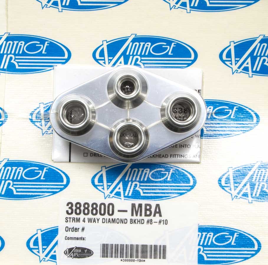 Vintage Air 388800-MBA 4 Way Diamond Bulkhead #8 and #10 O-Ring Vintage Air 388800-MBA