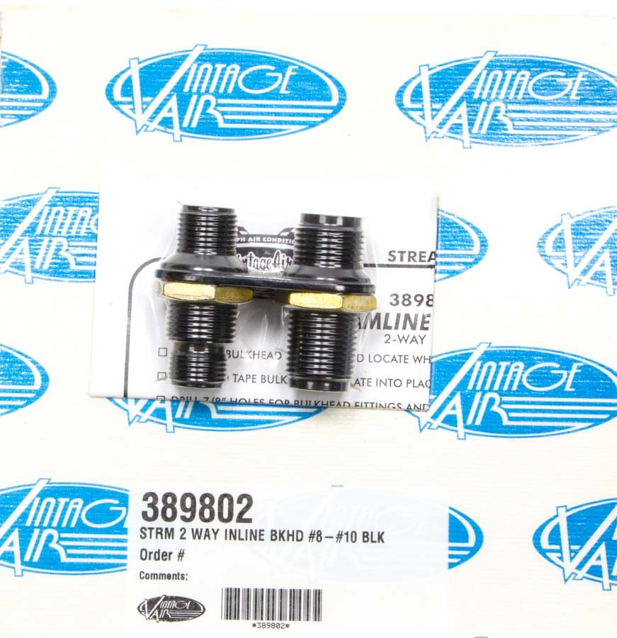 Vintage Air 389802 2 Way In Line Bulkhead #8 and #10 O-Ring Vintage Air 389802