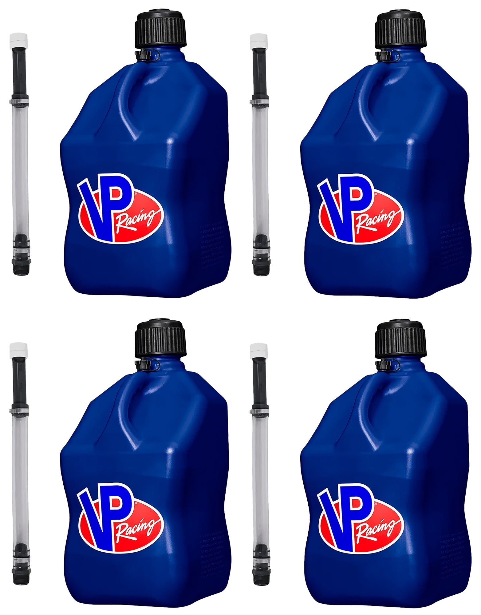 VP Racing Fuels 3532-CA-CASE-HOSE Utility Jug 5.5 Gal Blue Square w/Hose (Case 4) VP Racing Fuels 3532-CA-CASE-HOSE