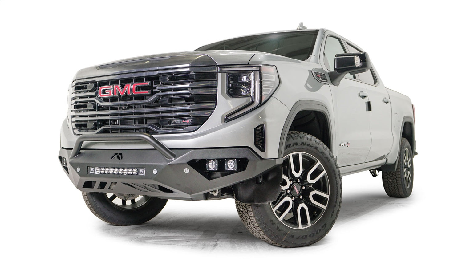 Fab Fours GS23-D5852-B Vengeance Front Bumper; Uncoated/Paintable; w/Pre-Runner Guard; w/Sensors; Fab Fours GS23-D5852-B