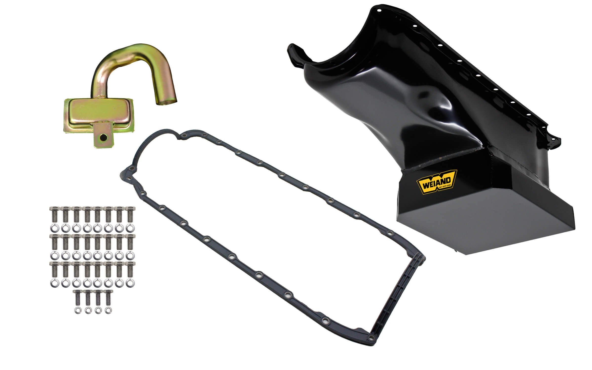 Weiand 5032WND 6qt Oil Pan Kit BBC Black Finish Weiand 5032WND