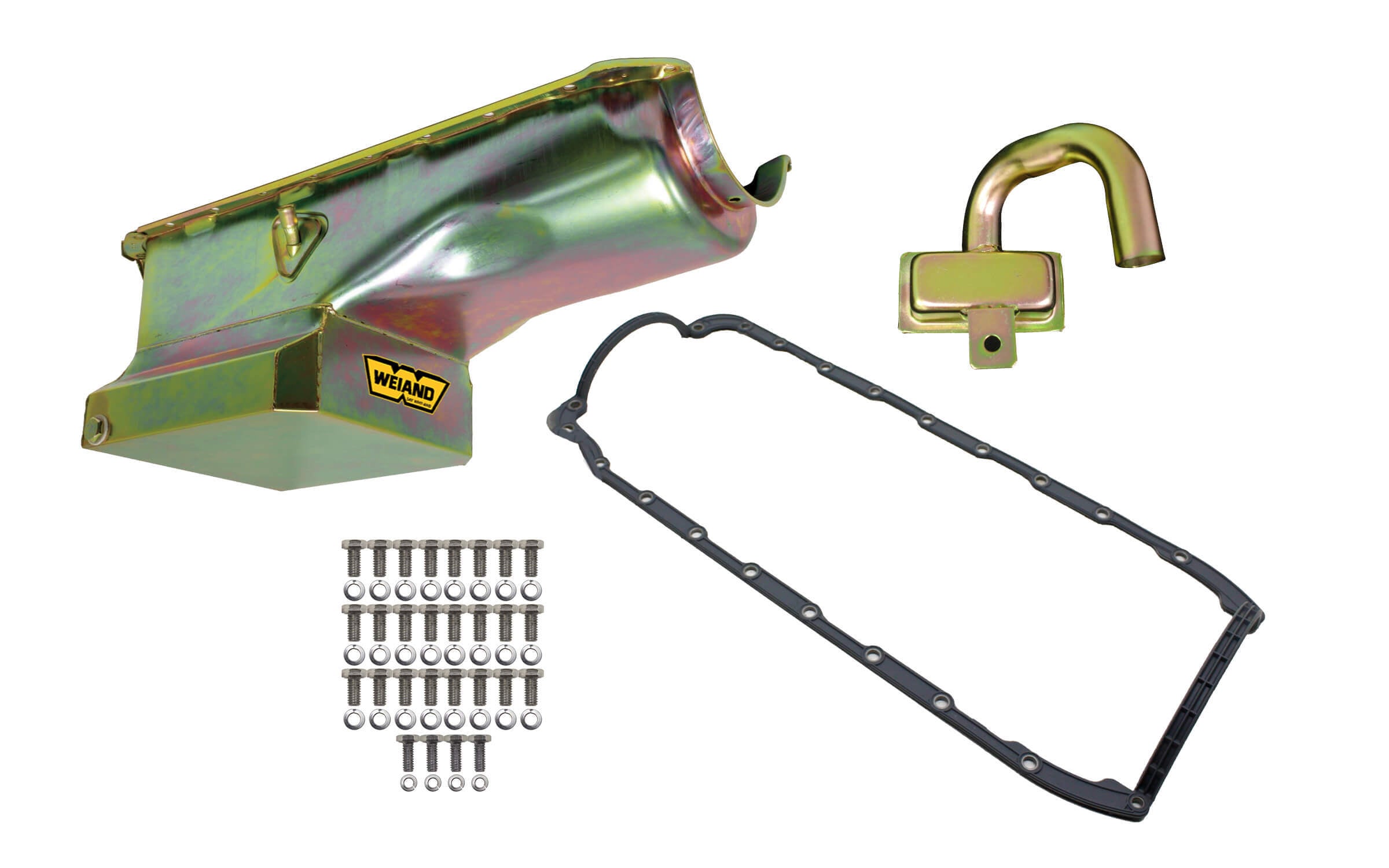 Weiand 5033WND 6qt Oil Pan Kit BBC Zinc Finish Weiand 5033WND