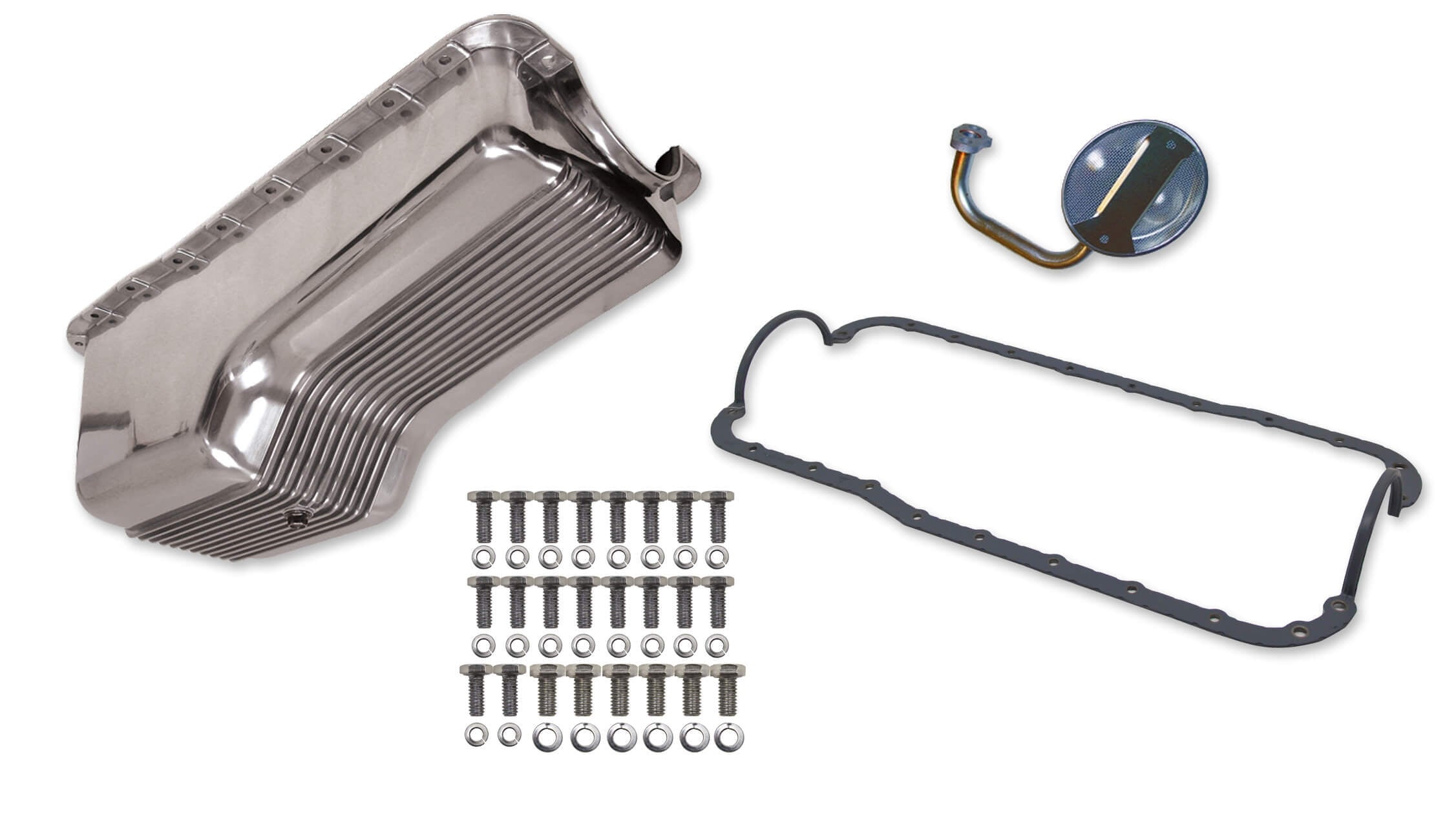 Weiand 6524FWND 4qt Alm Finned Oil Pan Kit SBF 289/302 Polished Weiand 6524FWND