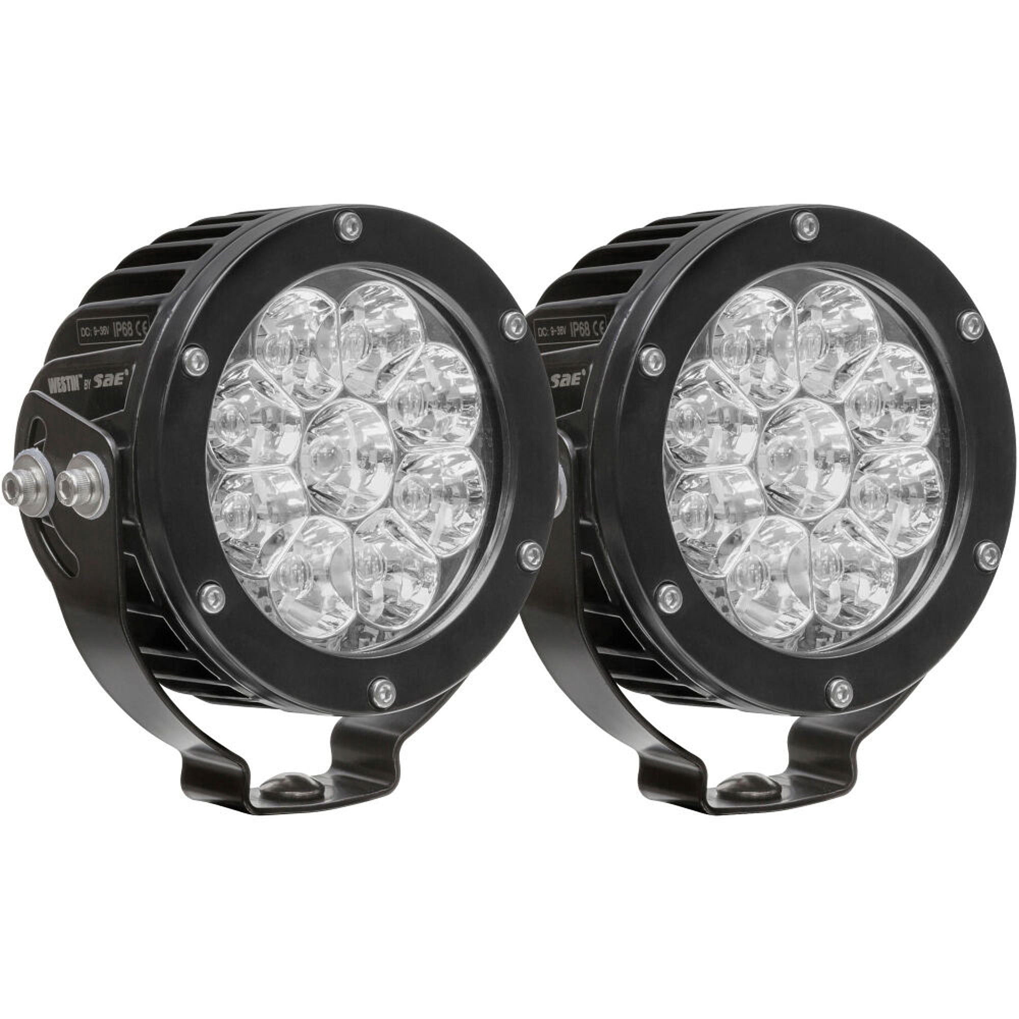 Westin 09-12007B-PR Axis LED Auxiliary Light Round Flood Pattern Pair Westin 09-12007B-PR