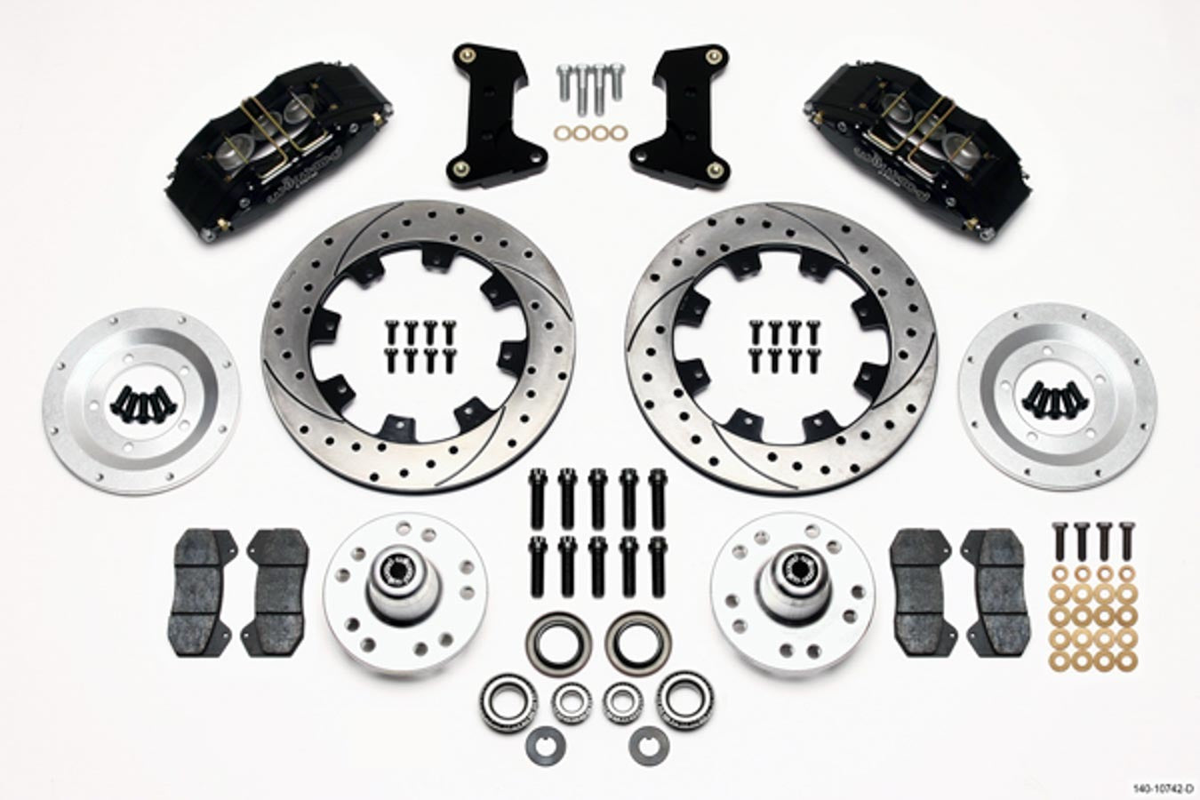 Wilwood Brakes 140-10742-D Front Disc Brake Kit 74- 78 12.19in Drilled Rotor Wilwood Brakes 140-10742-D
