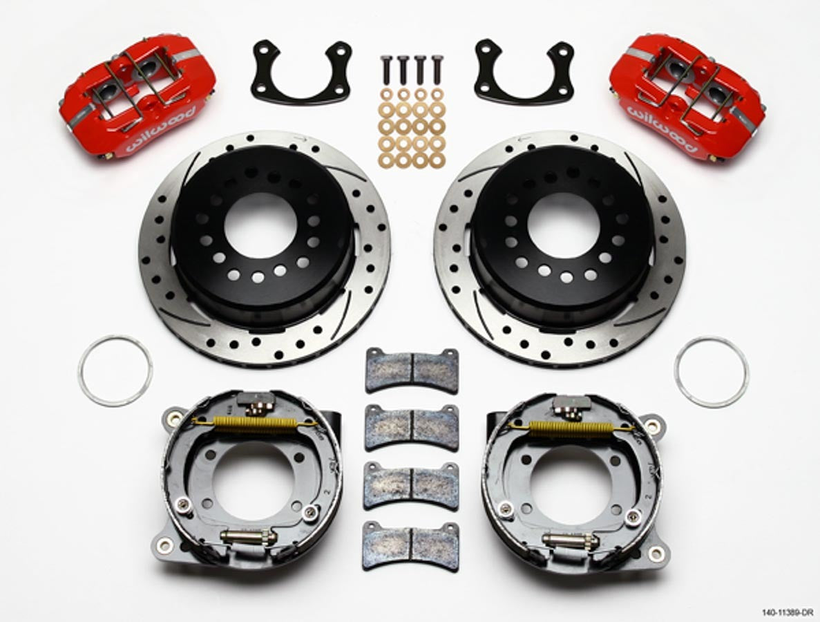Wilwood Brakes 140-11389-DR Rear Disc Brake Kit Big Ford Red Caliper Drilled Wilwood Brakes 140-11389-DR