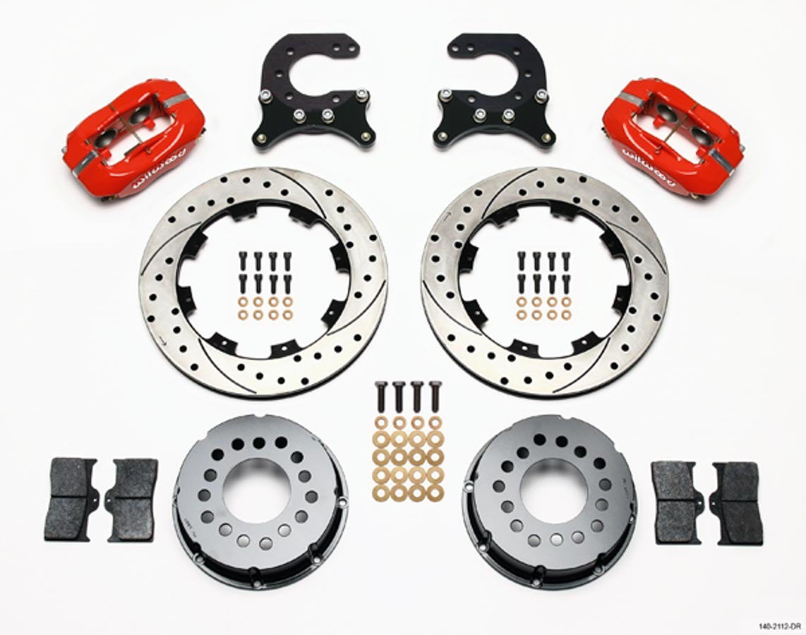 Wilwood Brakes 140-2112-DR Brake Kit Rear Chevy 12- Bolt Billet Caliper Red Wilwood Brakes 140-2112-DR