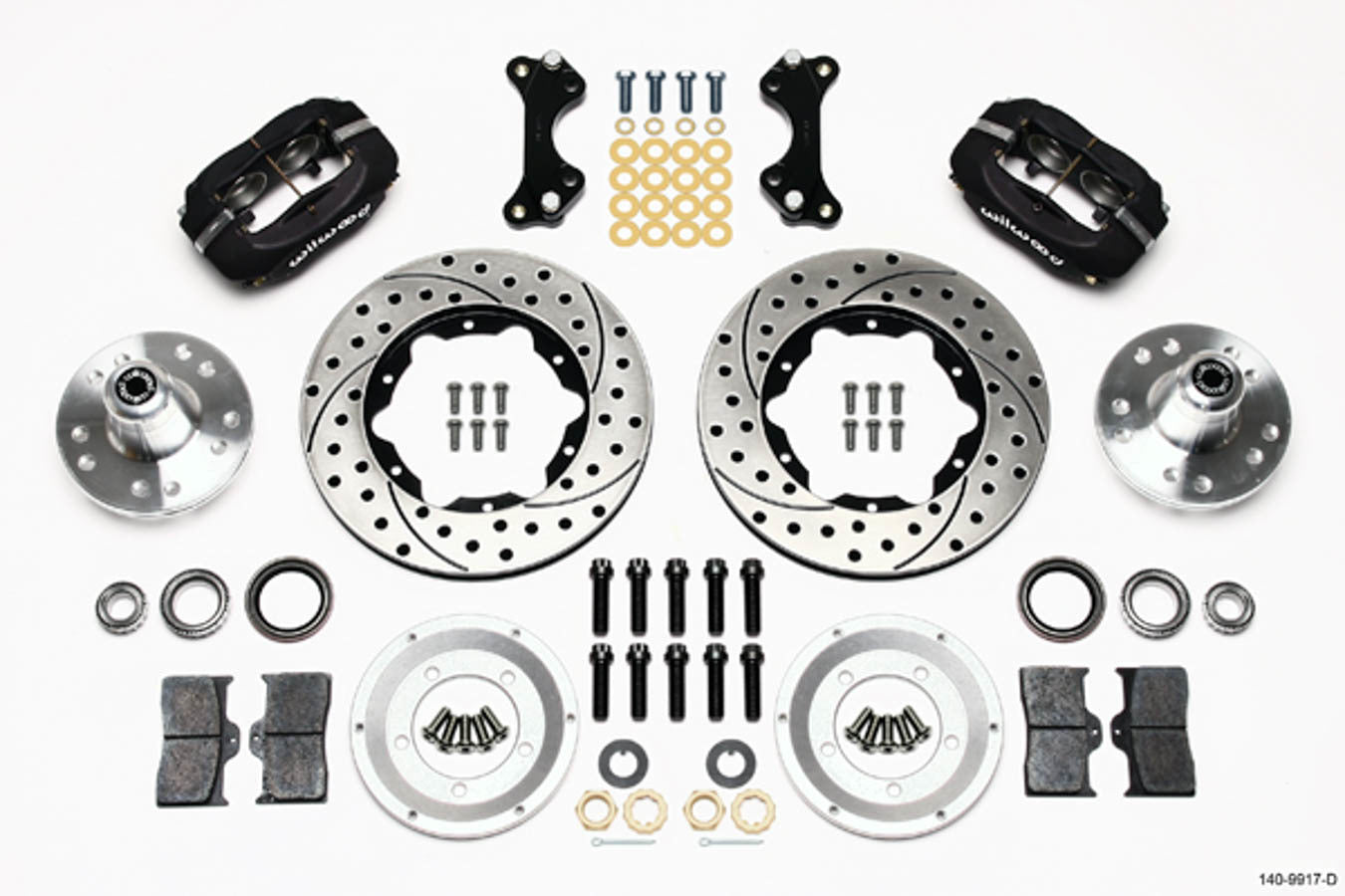 Wilwood Brakes 140-9917-D Brake Kit Front WWE Pro Spindle 11in Dia Rtr Wilwood Brakes 140-9917-D