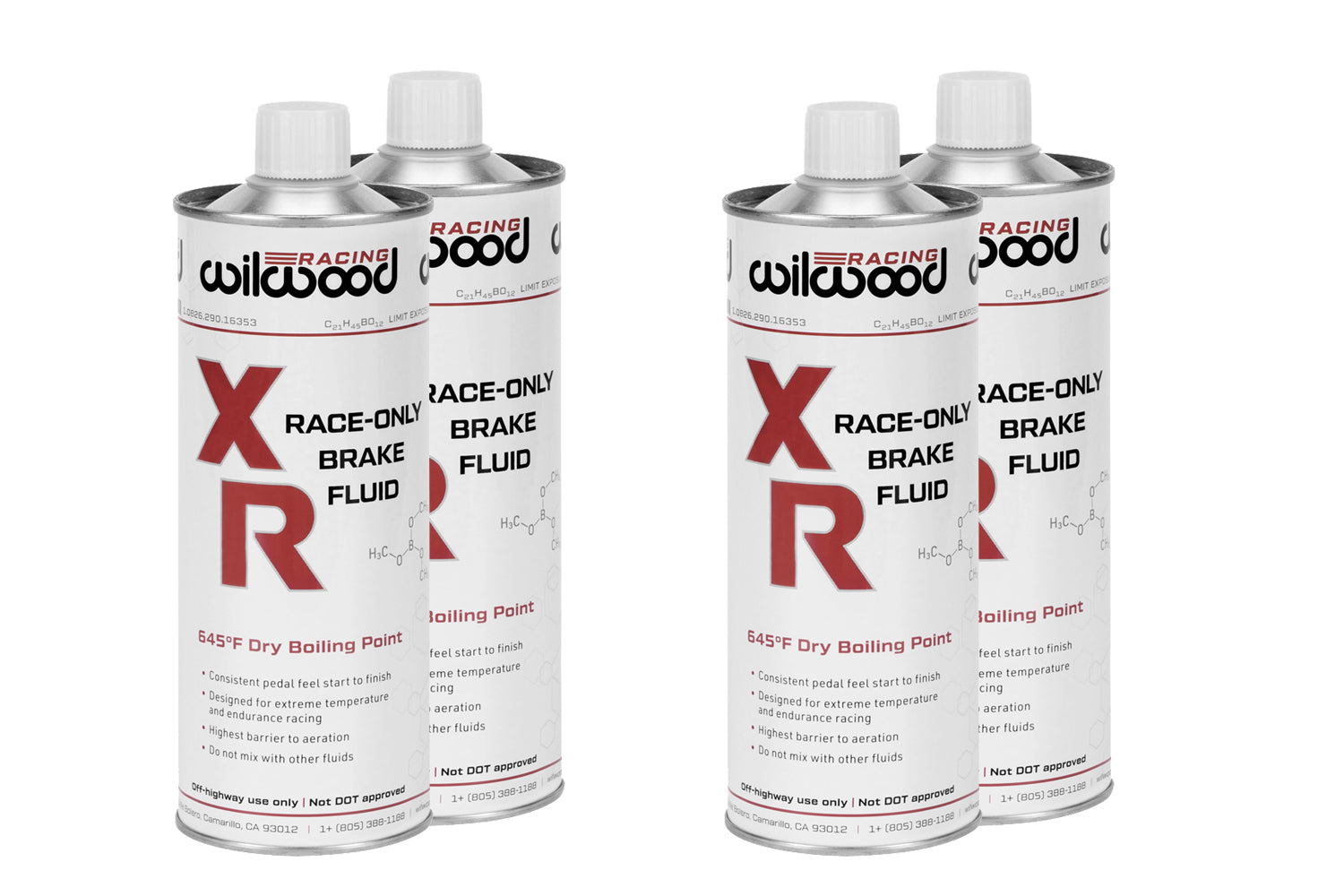 Wilwood Brakes 290-16354 Brake Fluid XR Racing 500ml Can NON-DOT 4pk Wilwood Brakes 290-16354