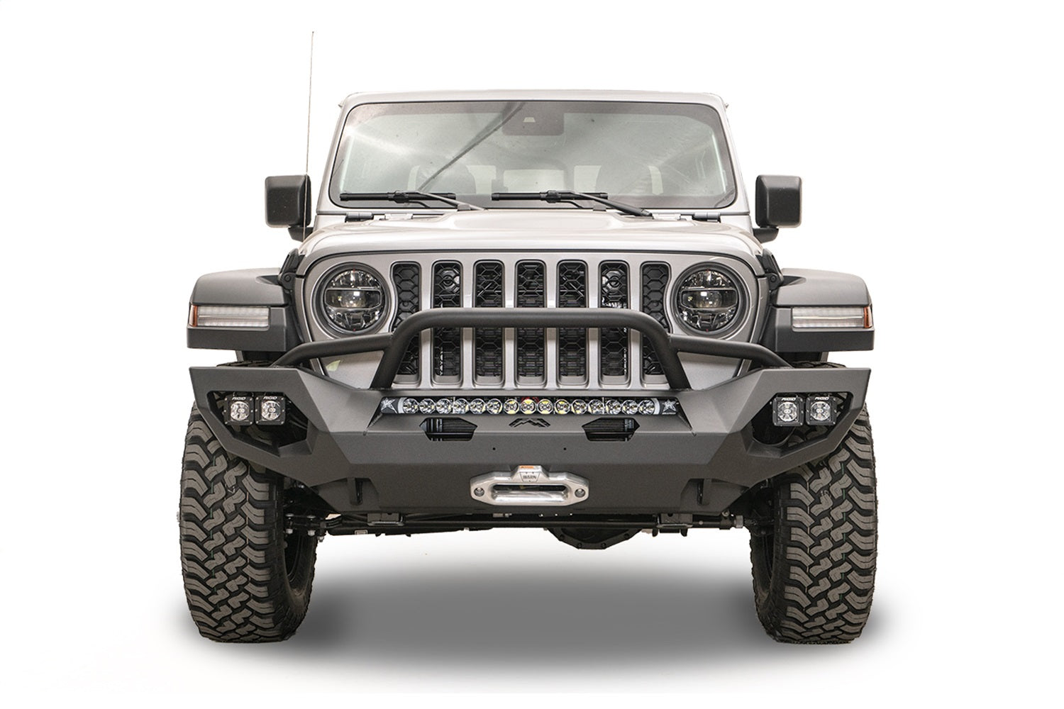 Fab Fours JL18-X4652-B Matrix Front Bumper; w/Pre-Runner; Bare; Plate Steel; Fab Fours JL18-X4652-B