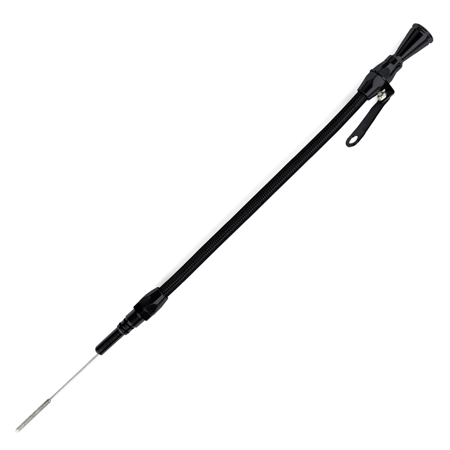 Lokar XED-5003 Flexible Engine Dipstick; Push Into Pan; Billet Aluminum; Black Housing; Lokar XED-5003