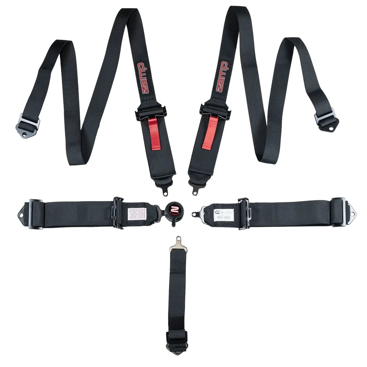 zamp HARN07S003 Harness 5PT Black Cam L 2 In Shoulder SFI 16.1 zamp HARN07S003