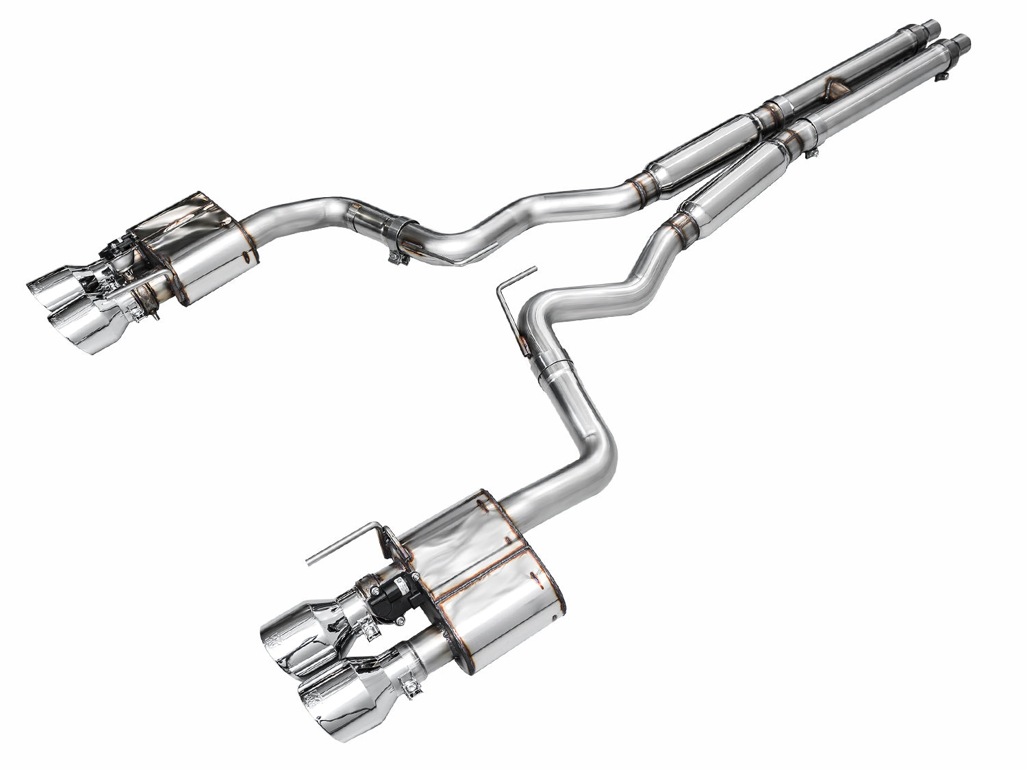 AWE Tuning 3025-42650 AWE SwitchPath™ Exhaust for S650 Mustang GT Coupe - Quad Chrome Silver Tips AWE Tuning 3025-42650