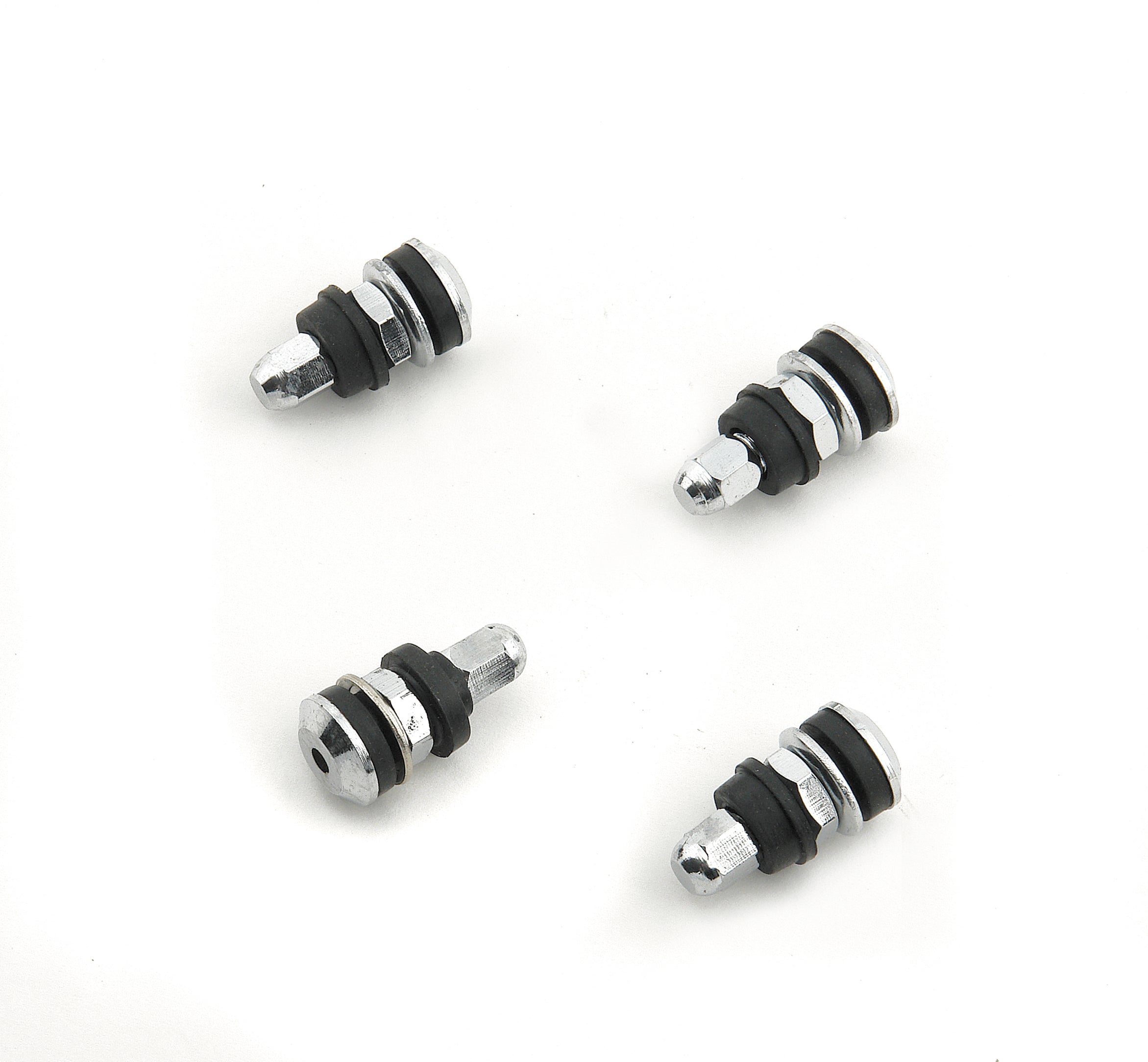 Mr Gasket 1957MRG Straight Chrome Tire Valve Stems; Short Screw-On Mount; 4 pc.; Mr Gasket 1957MRG