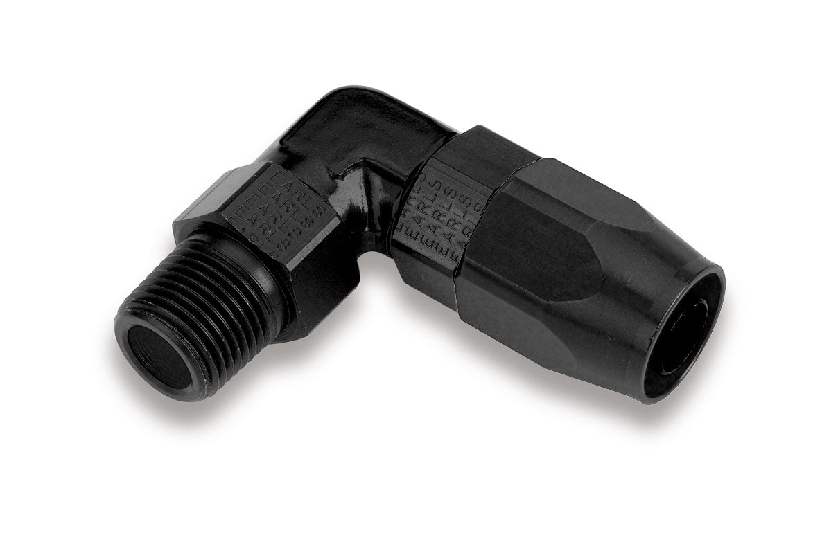 Earls 90 Degree Swivel-Seal® Hose End -3/8" NPT Male to -8 Hose - Black