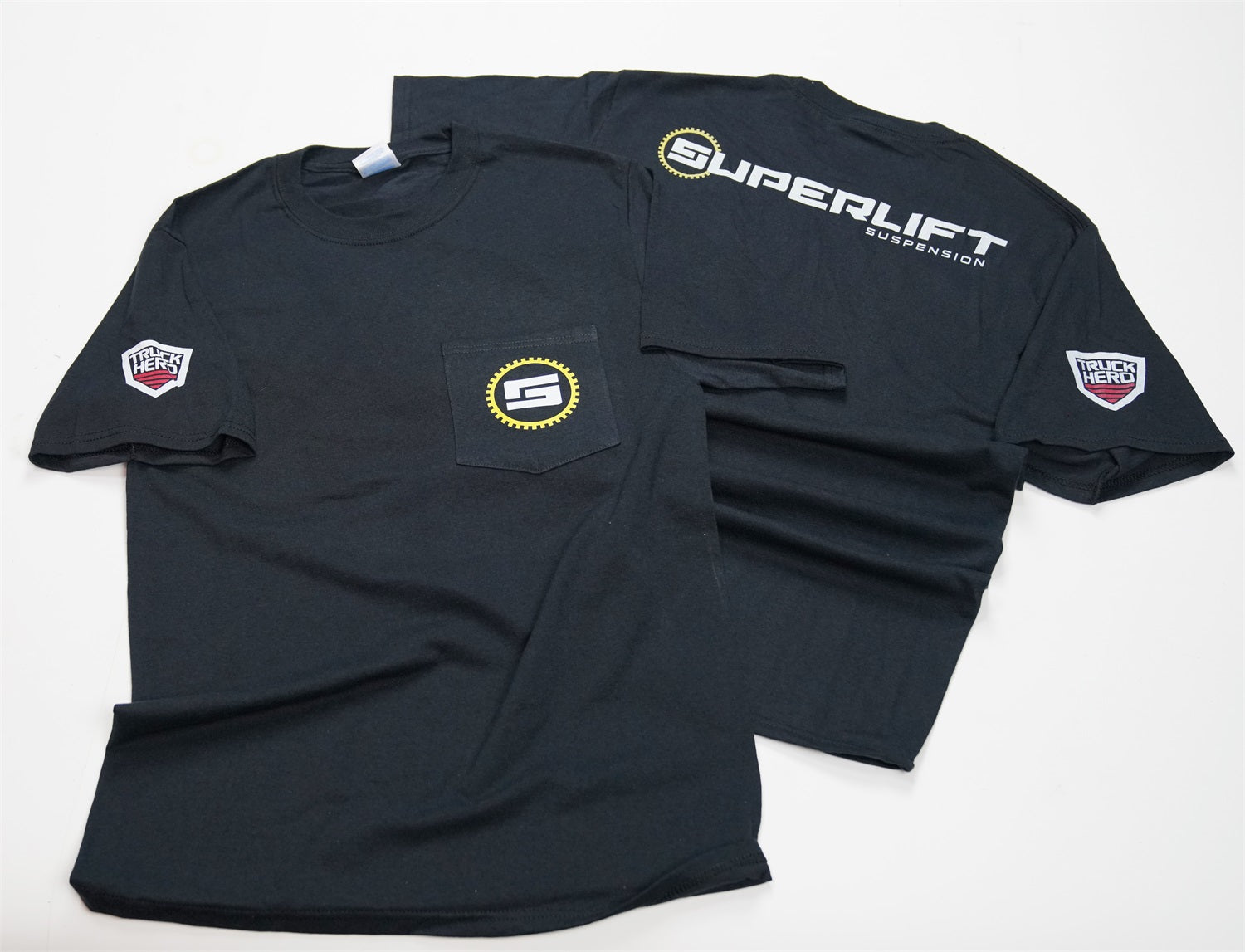 Superlift PC55P2XL Jet Black 2XL T-Pocket Style Front with Superlift Emblem and Superlift logo Back Superlift PC55P2XL