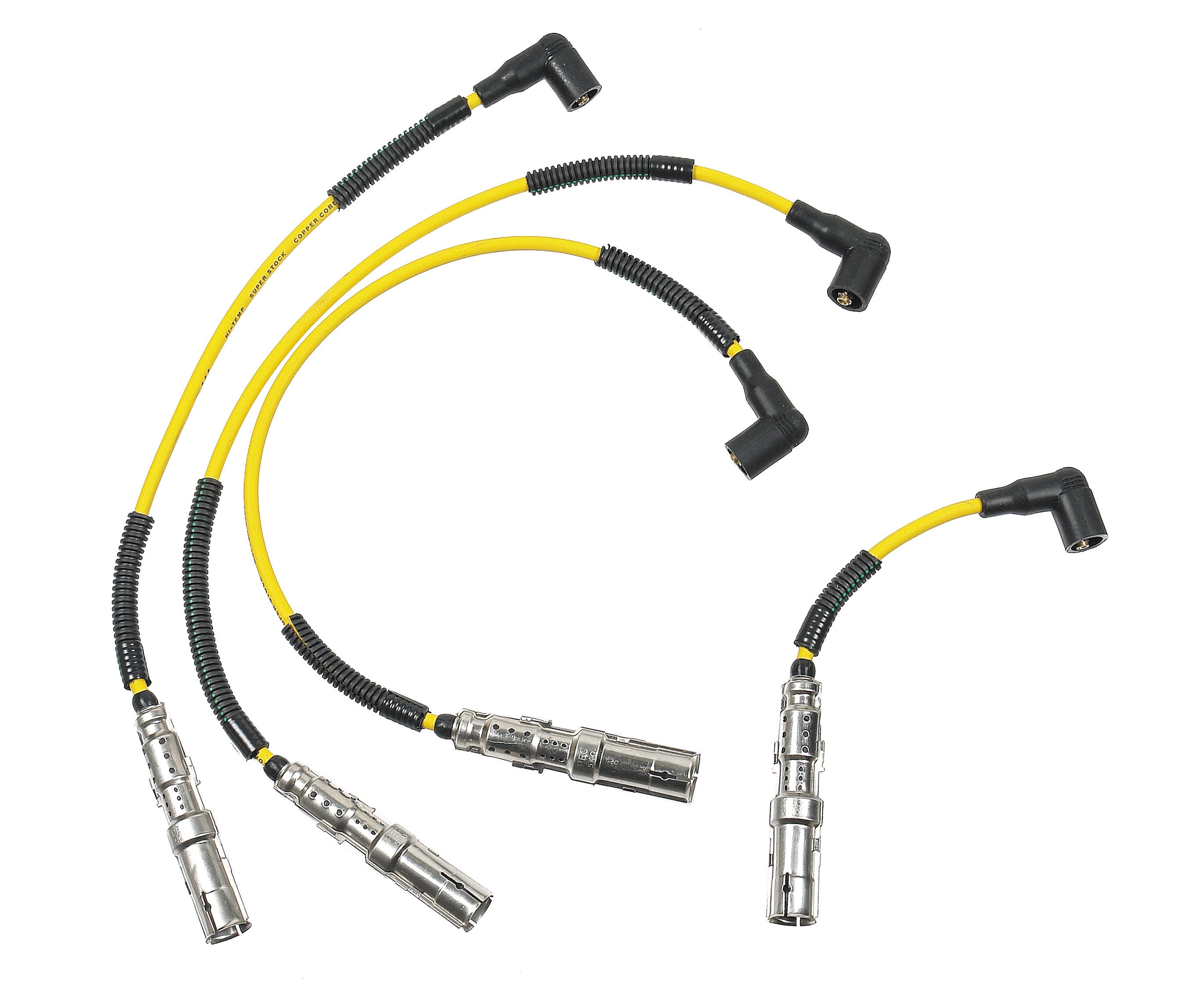 Super Stock Spiral Spark Plug Wire Set 7mm, 84-07 VW Jetta 1.8/2.0, Yellow