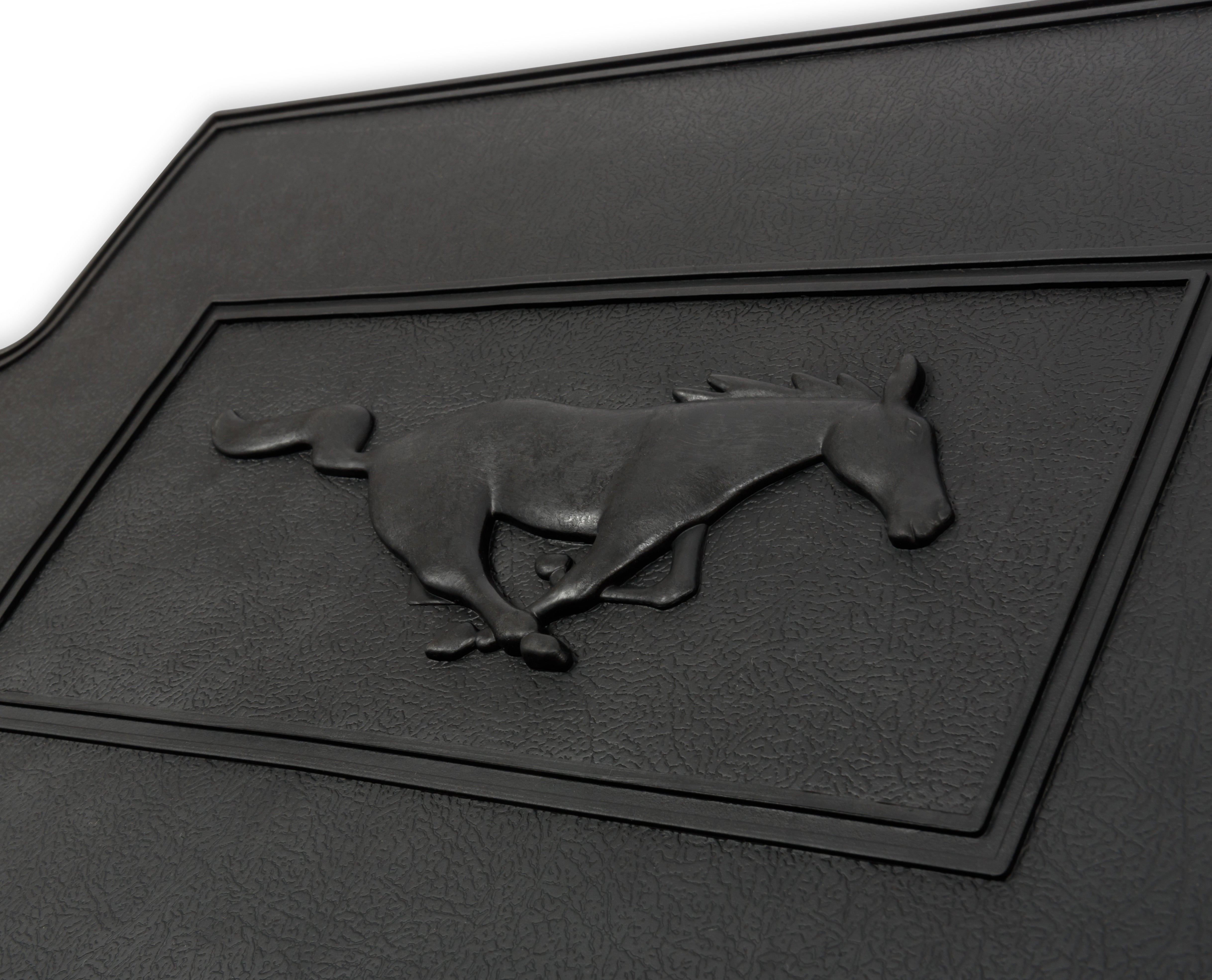 Scott Drake C5ZZ-6513086-BK 1965-1966 Ford Mustang Floor Mat Set Rubber with Running Horse Logo Scott Drake C5ZZ-6513086-BK